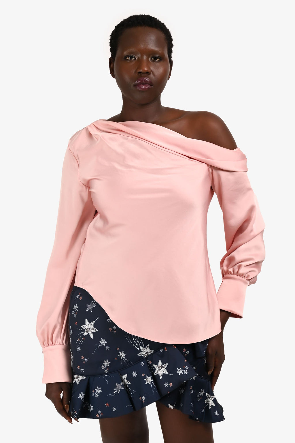 Jonathan Simkhai Pink Satin Off The Shoulder Top Size 6