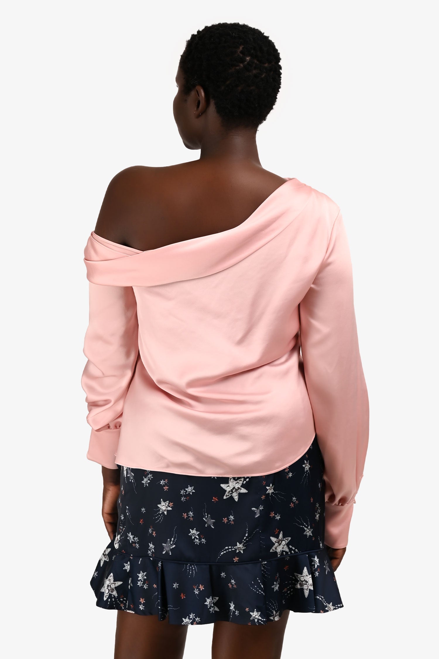 Jonathan Simkhai Pink Satin Off The Shoulder Top Size 6
