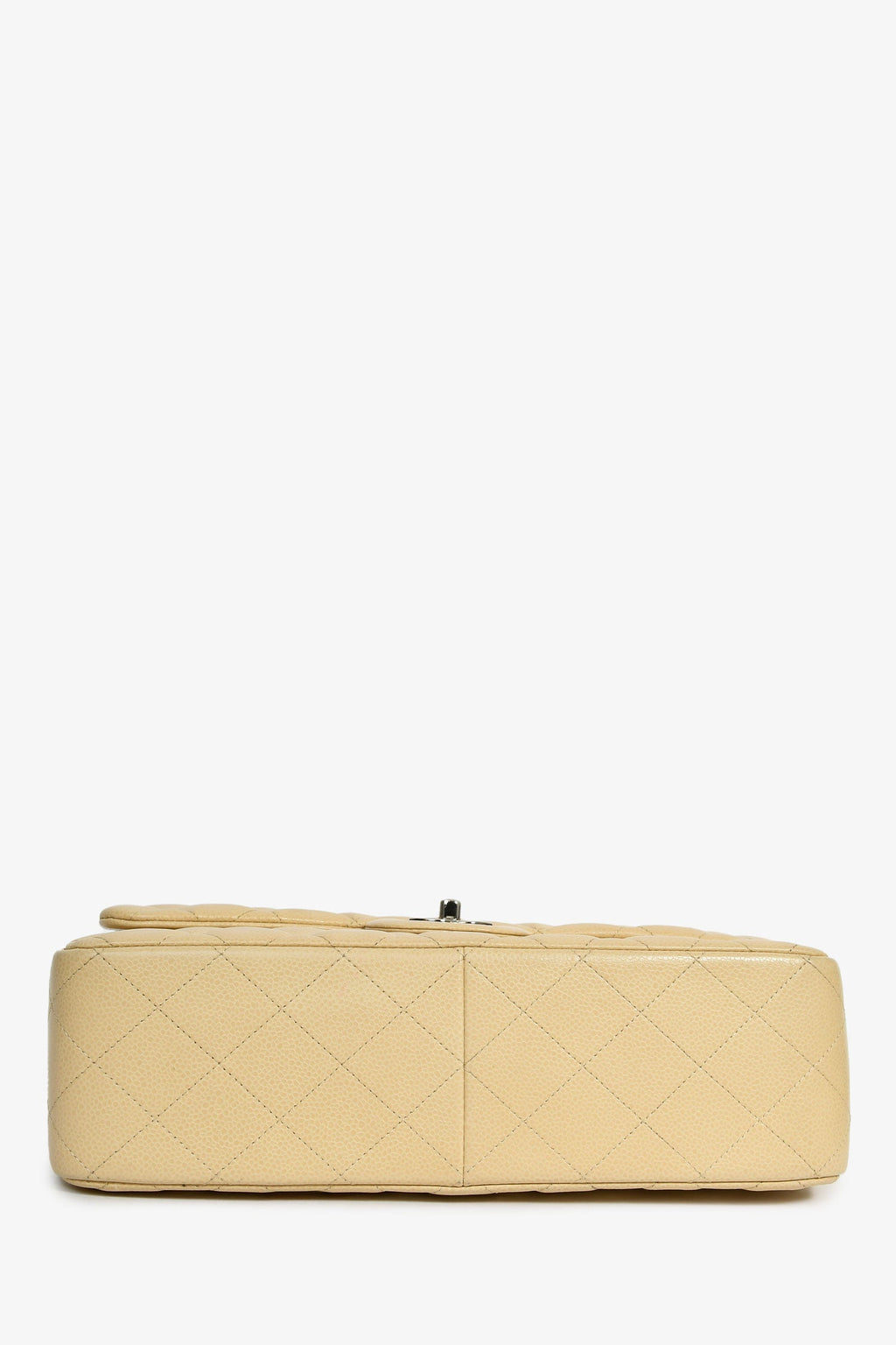 Pre-Loved Chanel™ 2011-12 Beige Caviar Leather Jumbo Double Flap Shoulder Bag