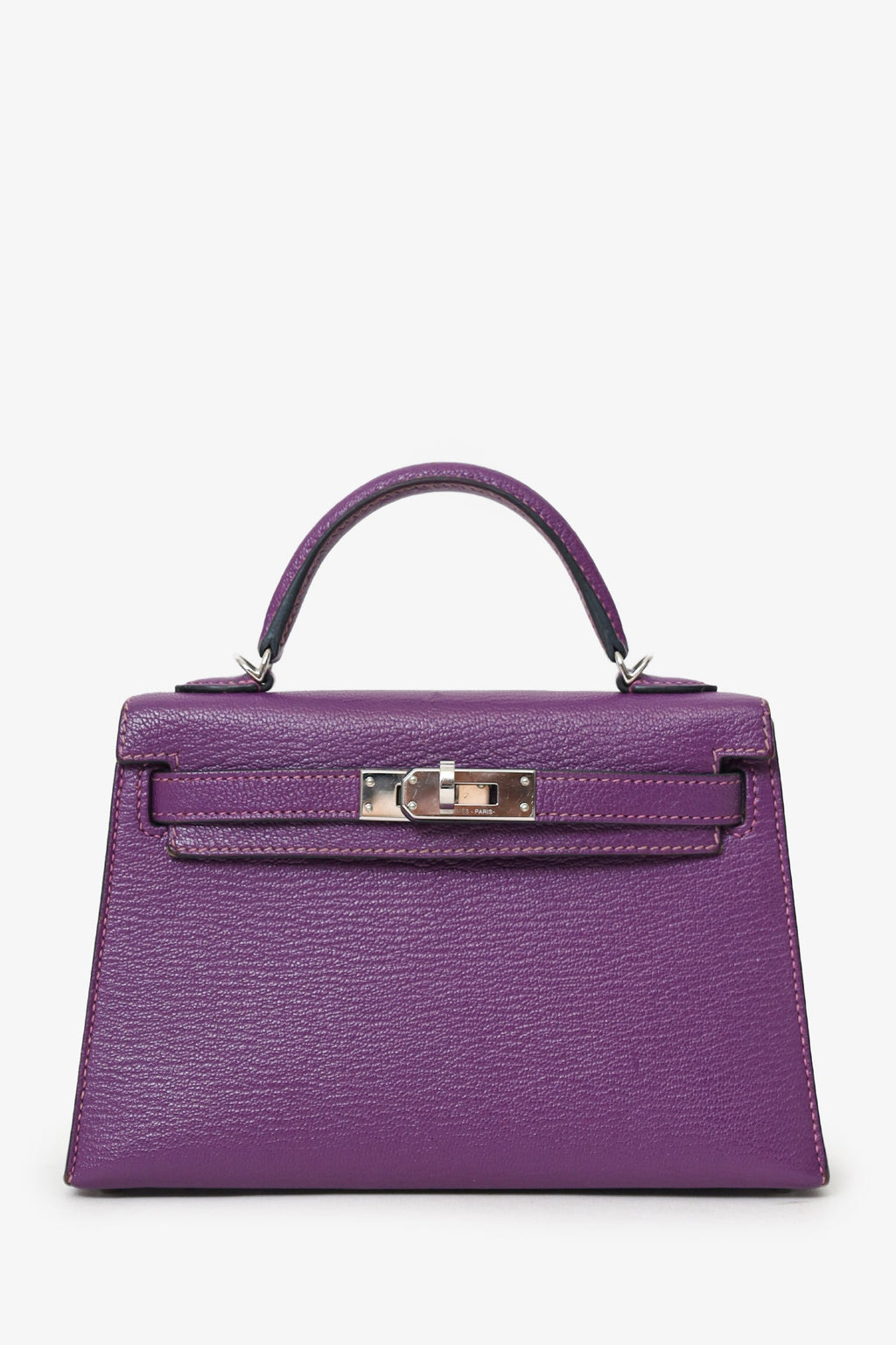Hermès 2021 Violet/Blue Marine Mysore Chevre Leather Mini Kelly PHW With Strap