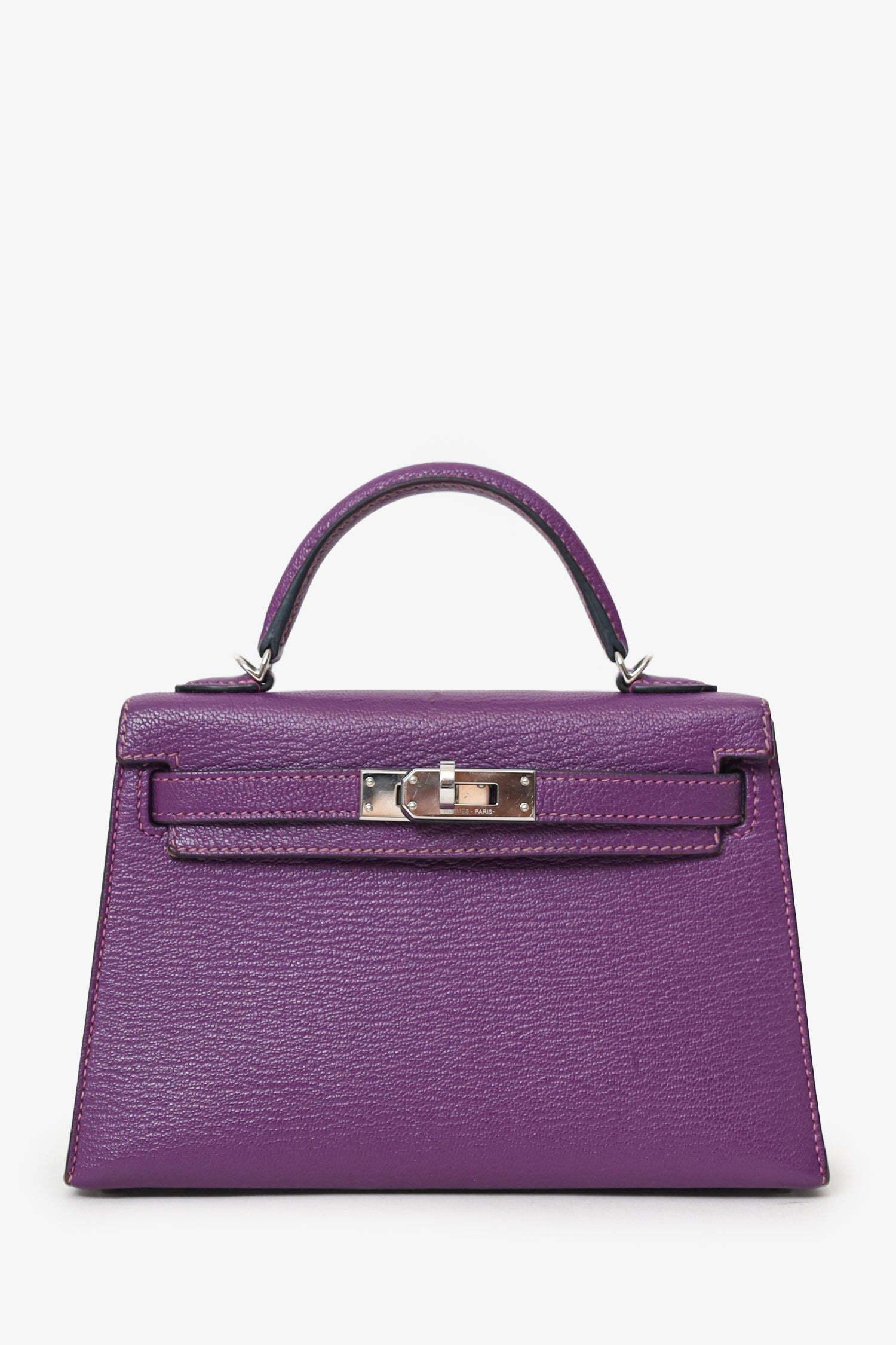 Hermès 2021 Violet/Blue Marine Mysore Chevre Leather Mini Kelly PHW With Strap