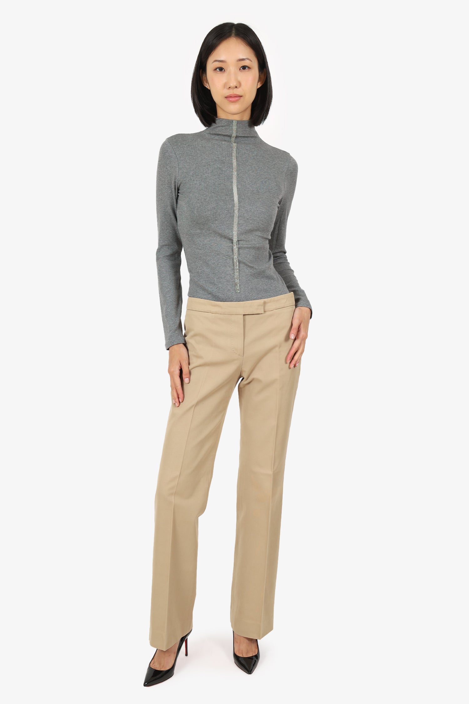 Alexander McQueen Khaki Straight Leg Trousers Size 38