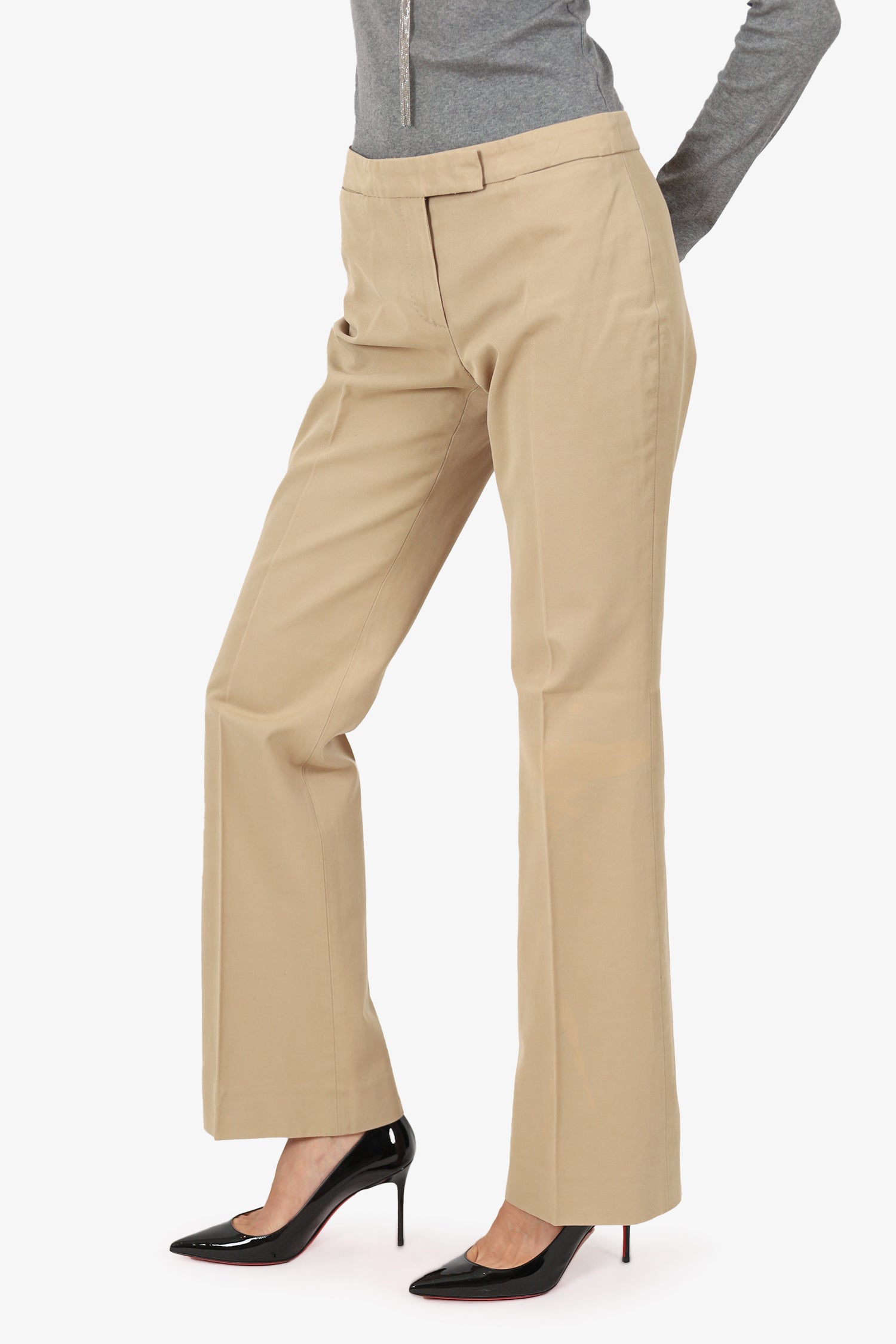 Alexander McQueen Khaki Straight Leg Trousers Size 38