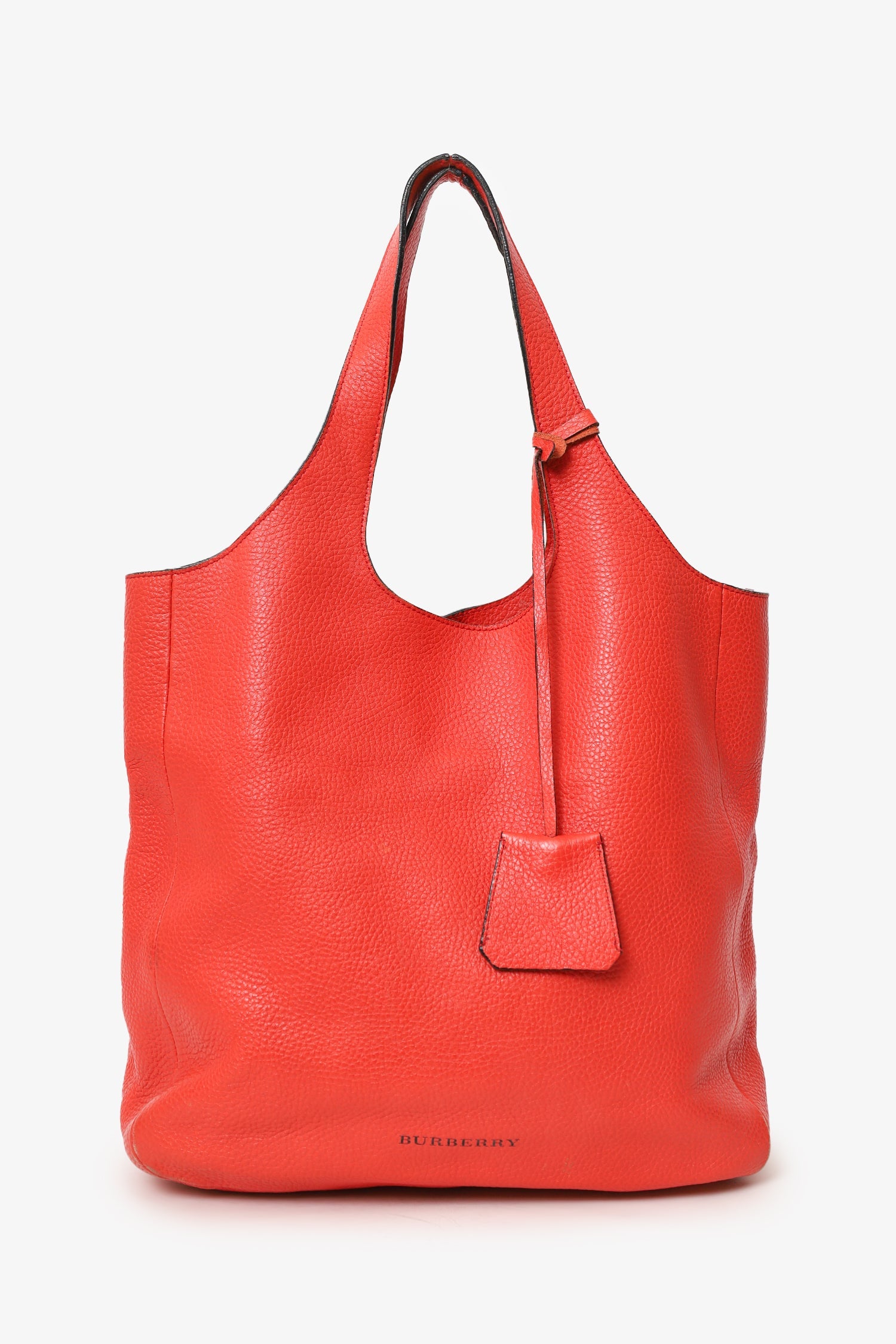 Burberry Red Leather Hobo Shoulder Bag