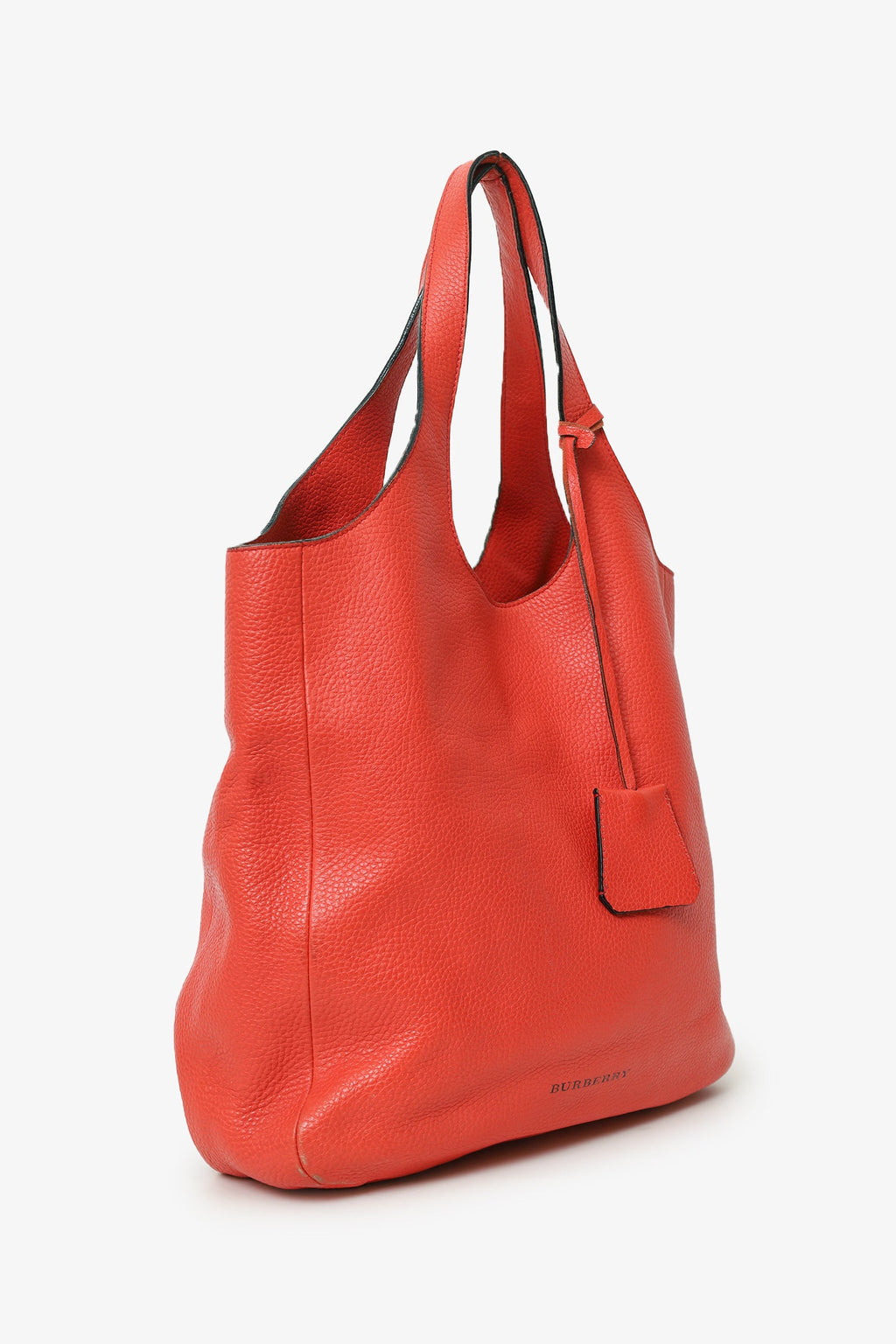 Burberry Red Leather Hobo Shoulder Bag
