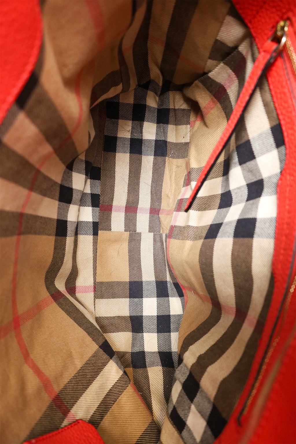 Burberry Red Leather Hobo Shoulder Bag