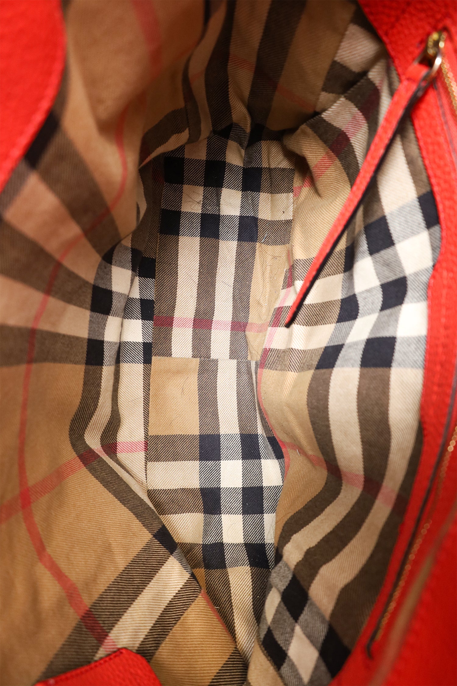 Burberry Red Leather Hobo Shoulder Bag