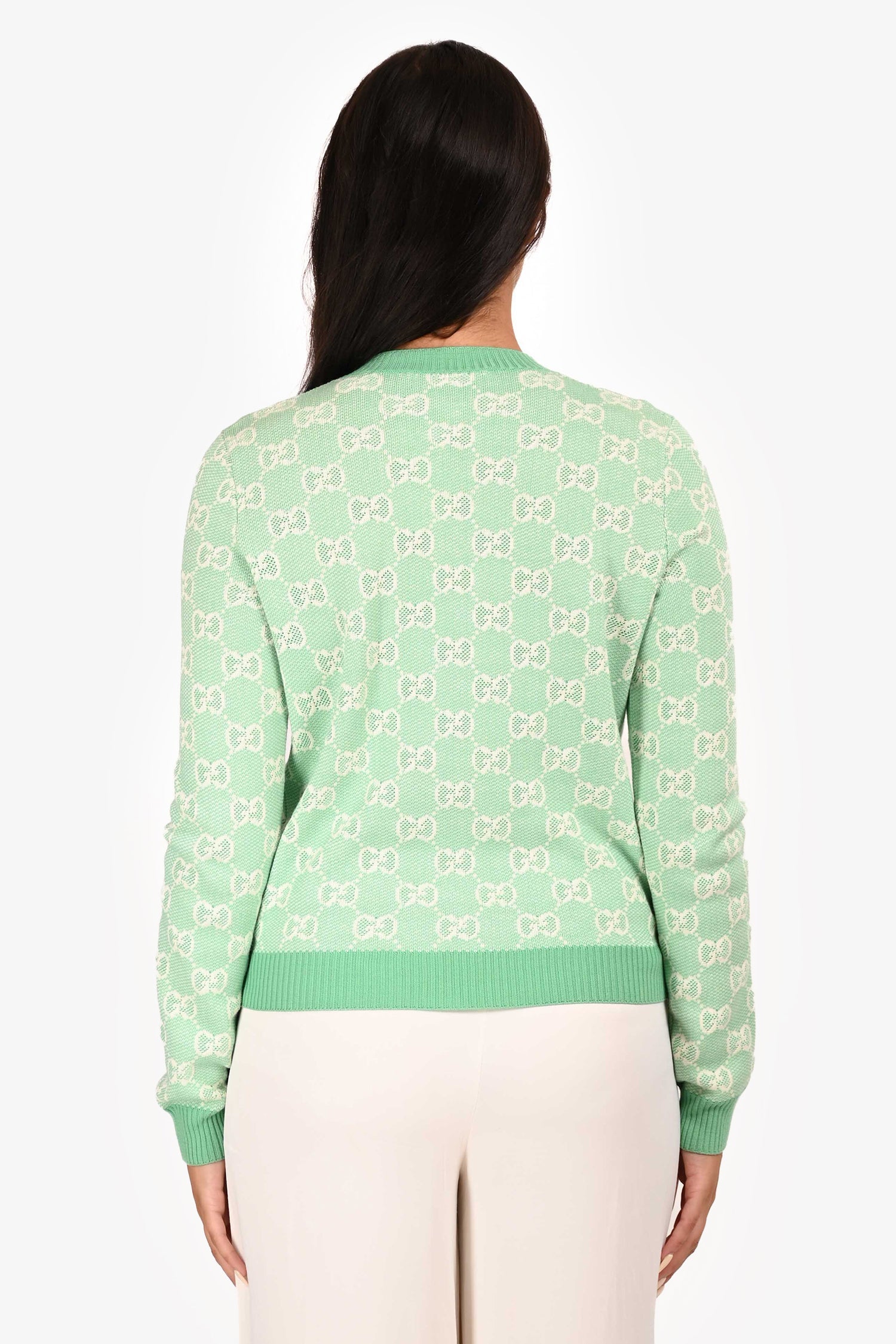 Gucci Green/White Wool/Cotton Supreme igan Size S