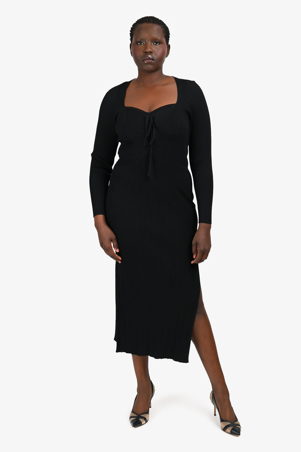 Ba&sh Black Ribbed Knit Dress Size L