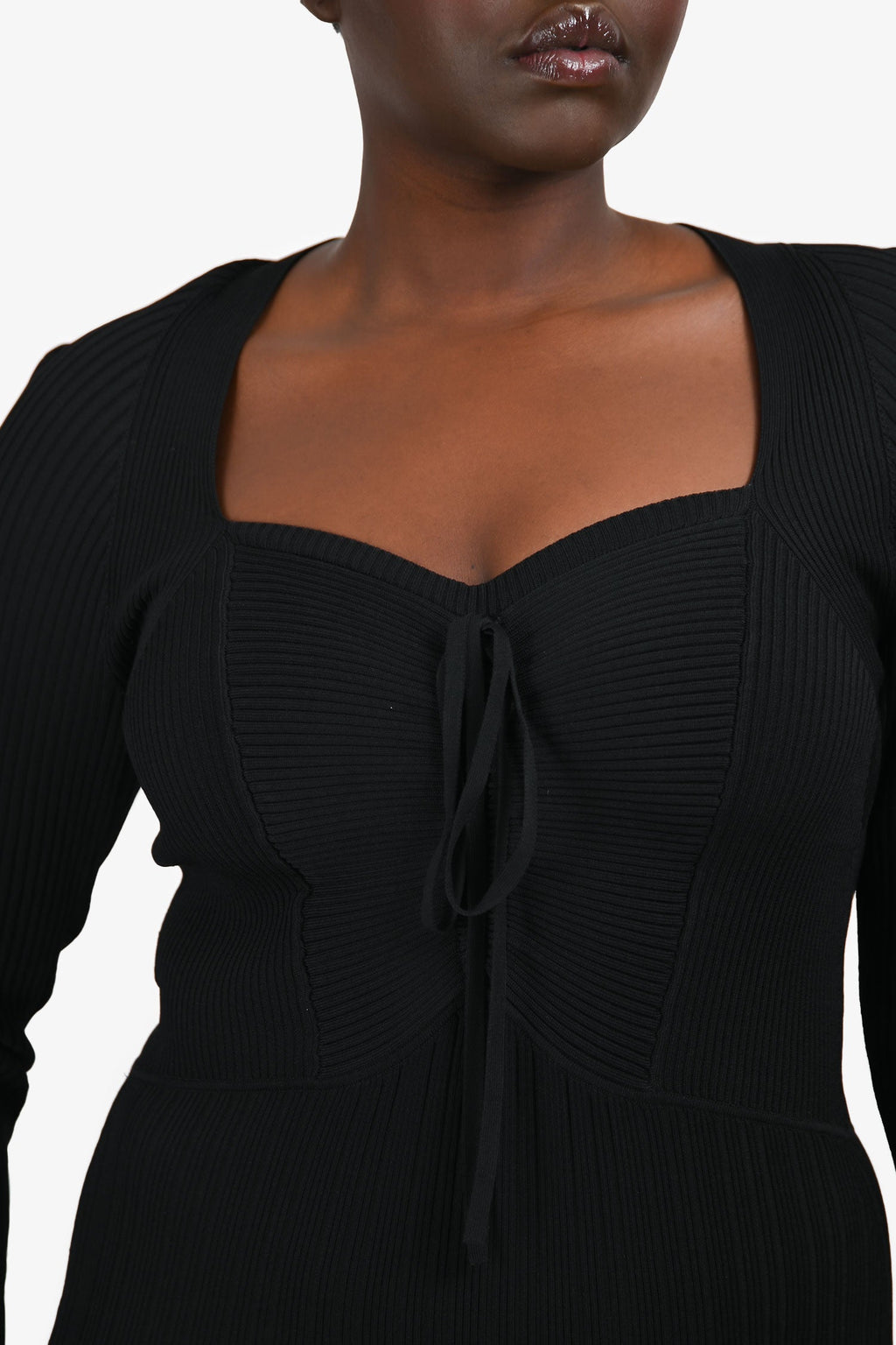 Ba&sh Black Ribbed Knit Dress Size L