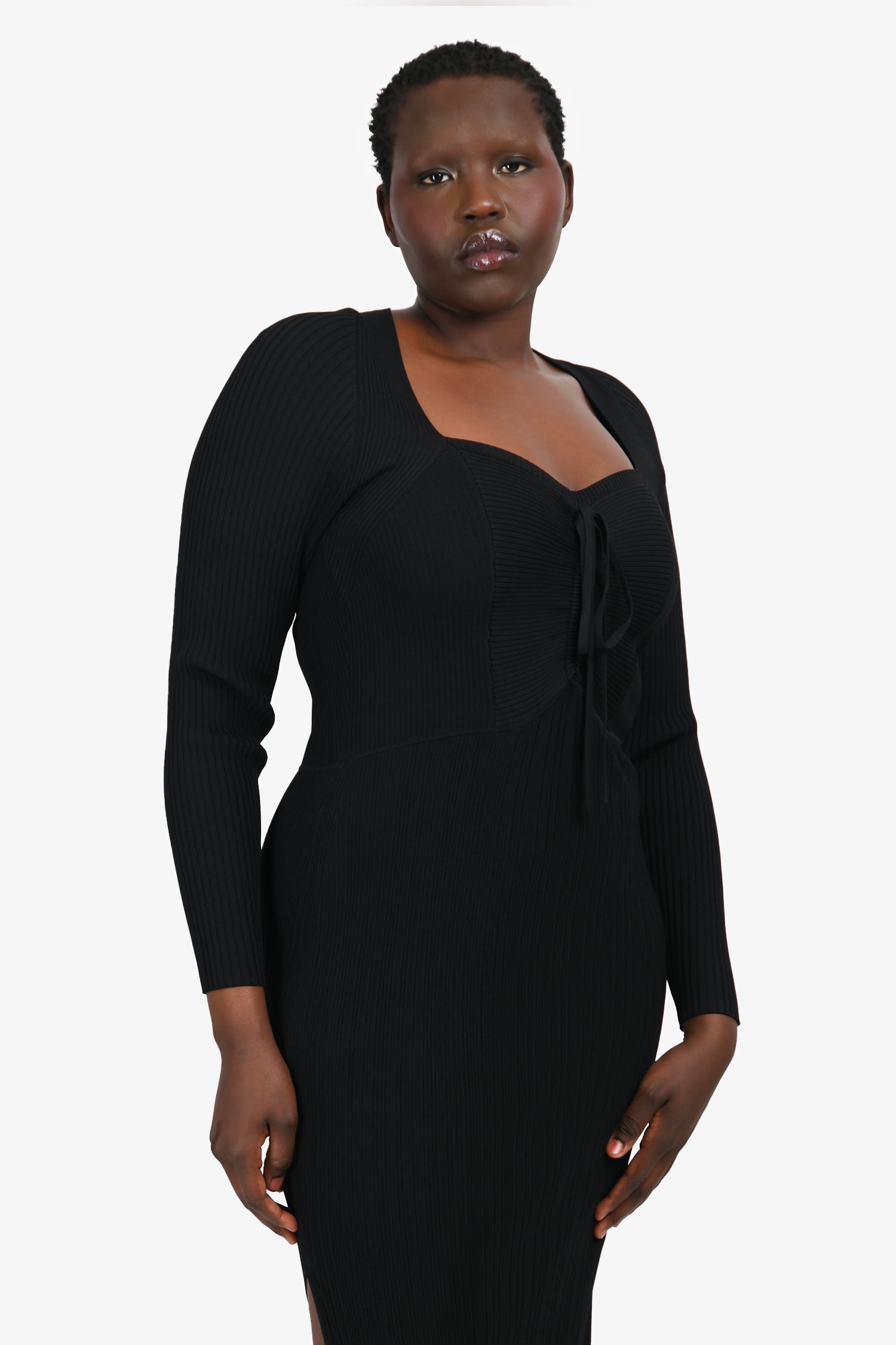 Ba&sh Black Ribbed Knit Dress Size L