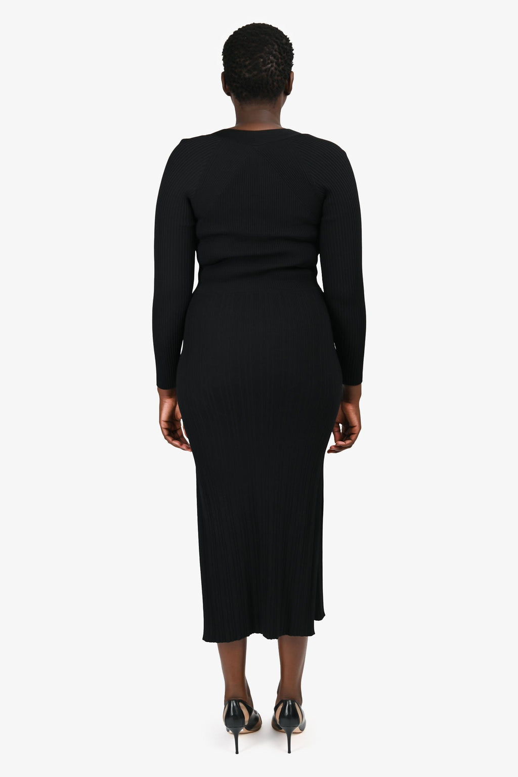 Ba&sh Black Ribbed Knit Dress Size L