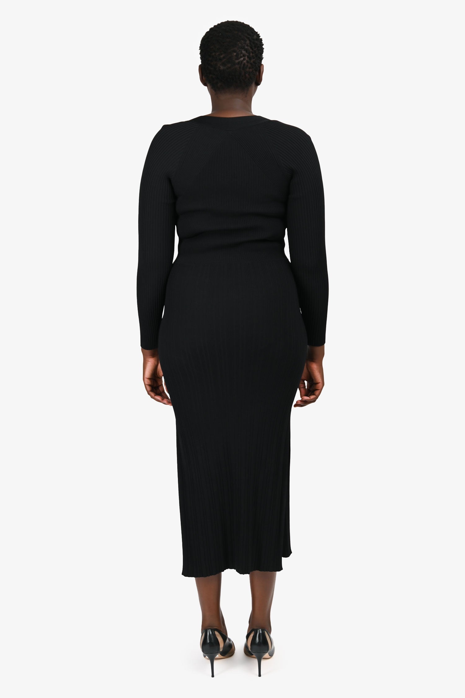Ba&sh Black Ribbed Knit Dress Size L