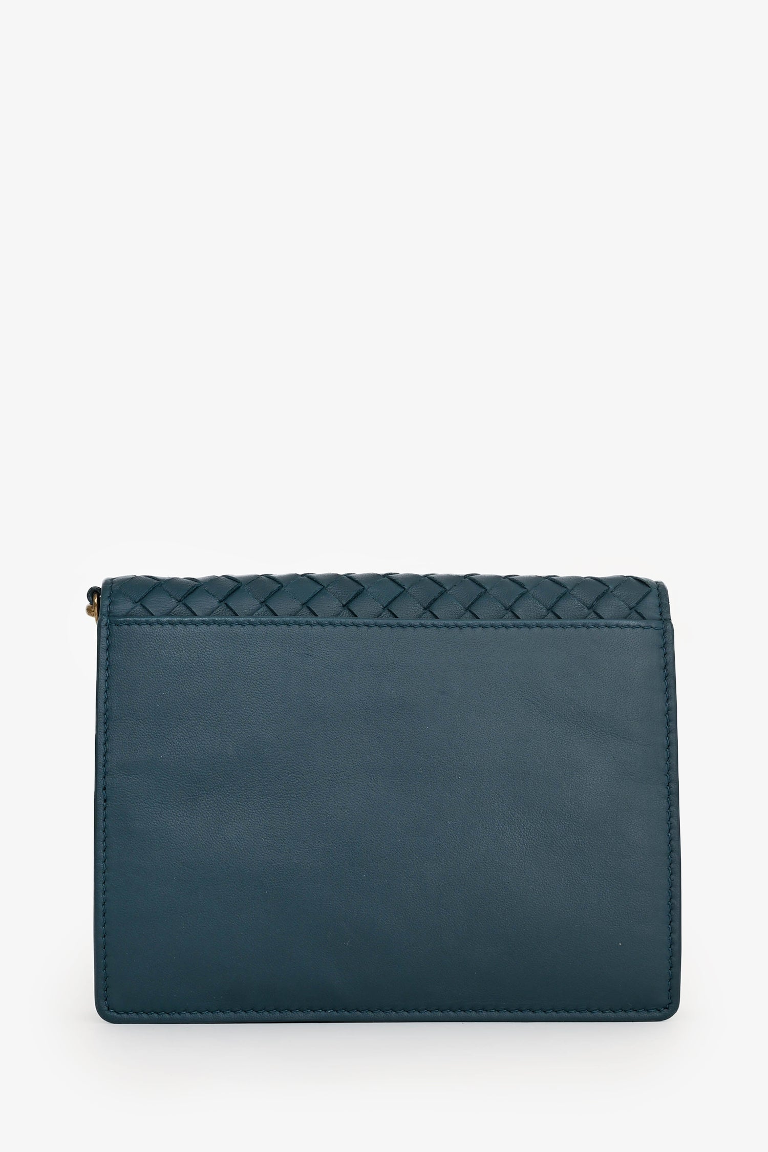 Bottega Veneta Blue Intrecciato Flap Wallet on Chain