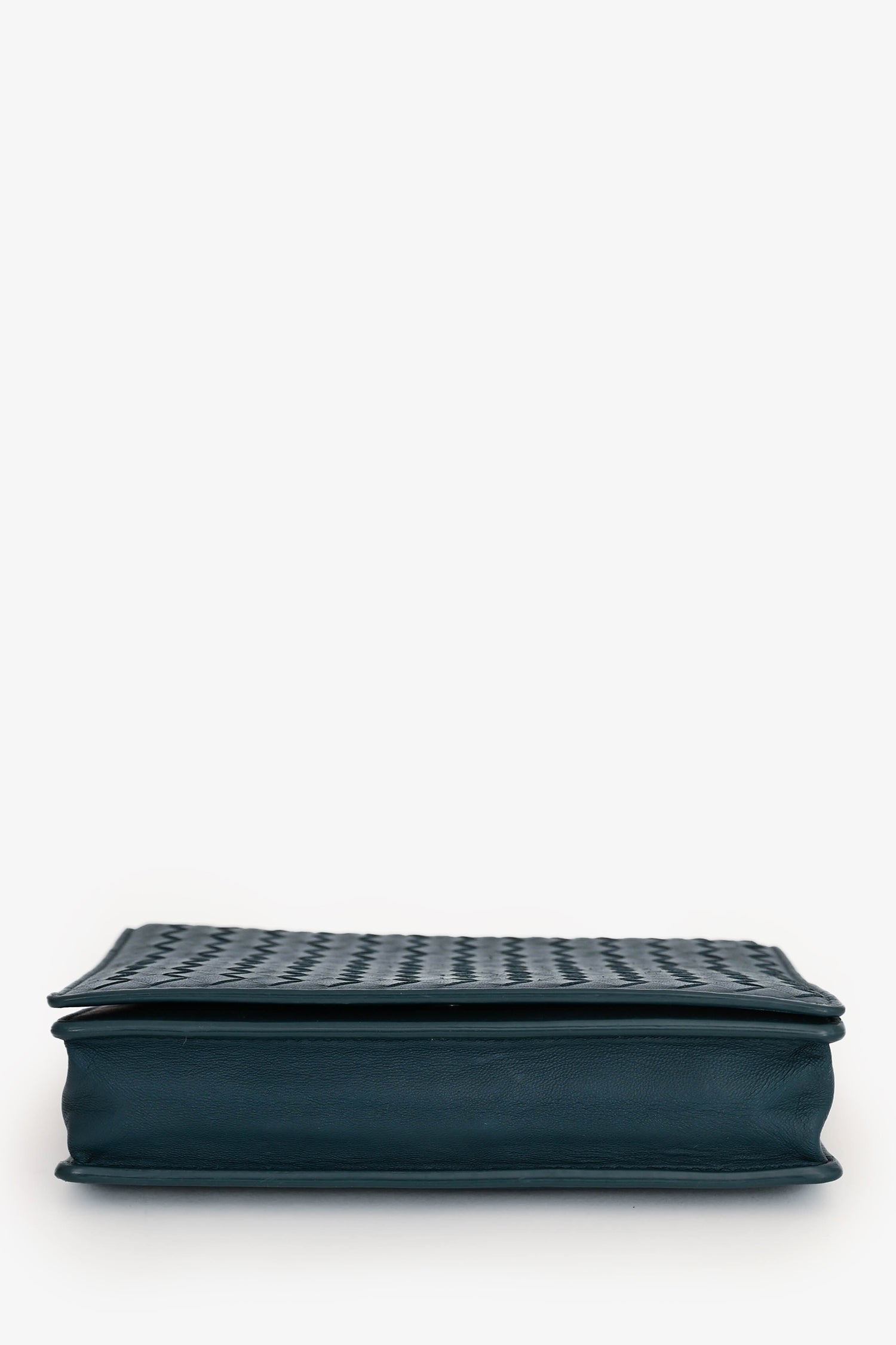 Bottega Veneta Blue Intrecciato Flap Wallet on Chain