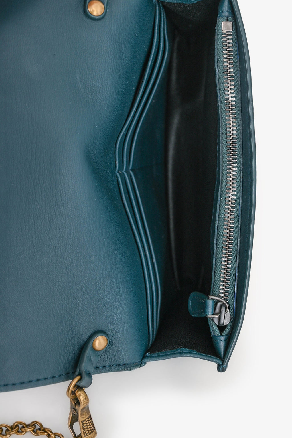 Bottega Veneta Blue Intrecciato Flap Wallet on Chain