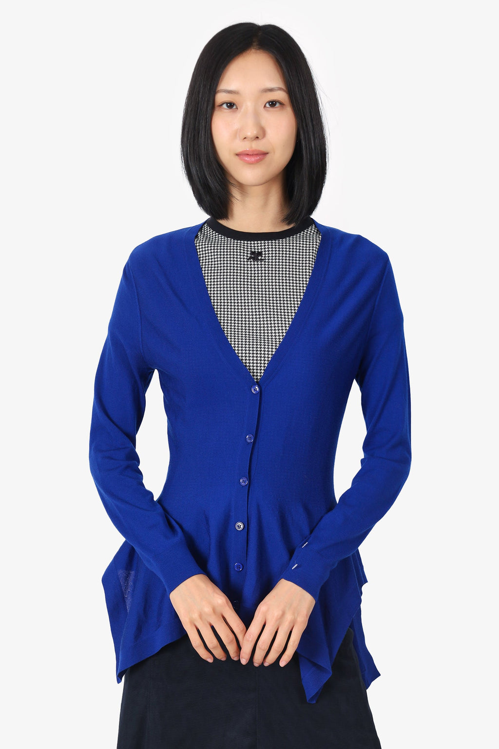 Alexander McQueen Blue Wool Flounce igan Size M