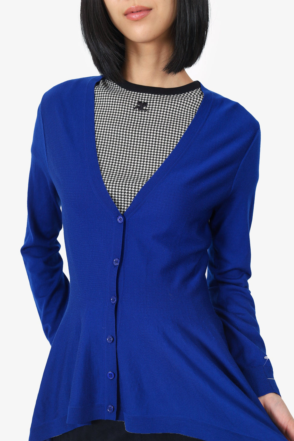 Alexander McQueen Blue Wool Flounce igan Size M