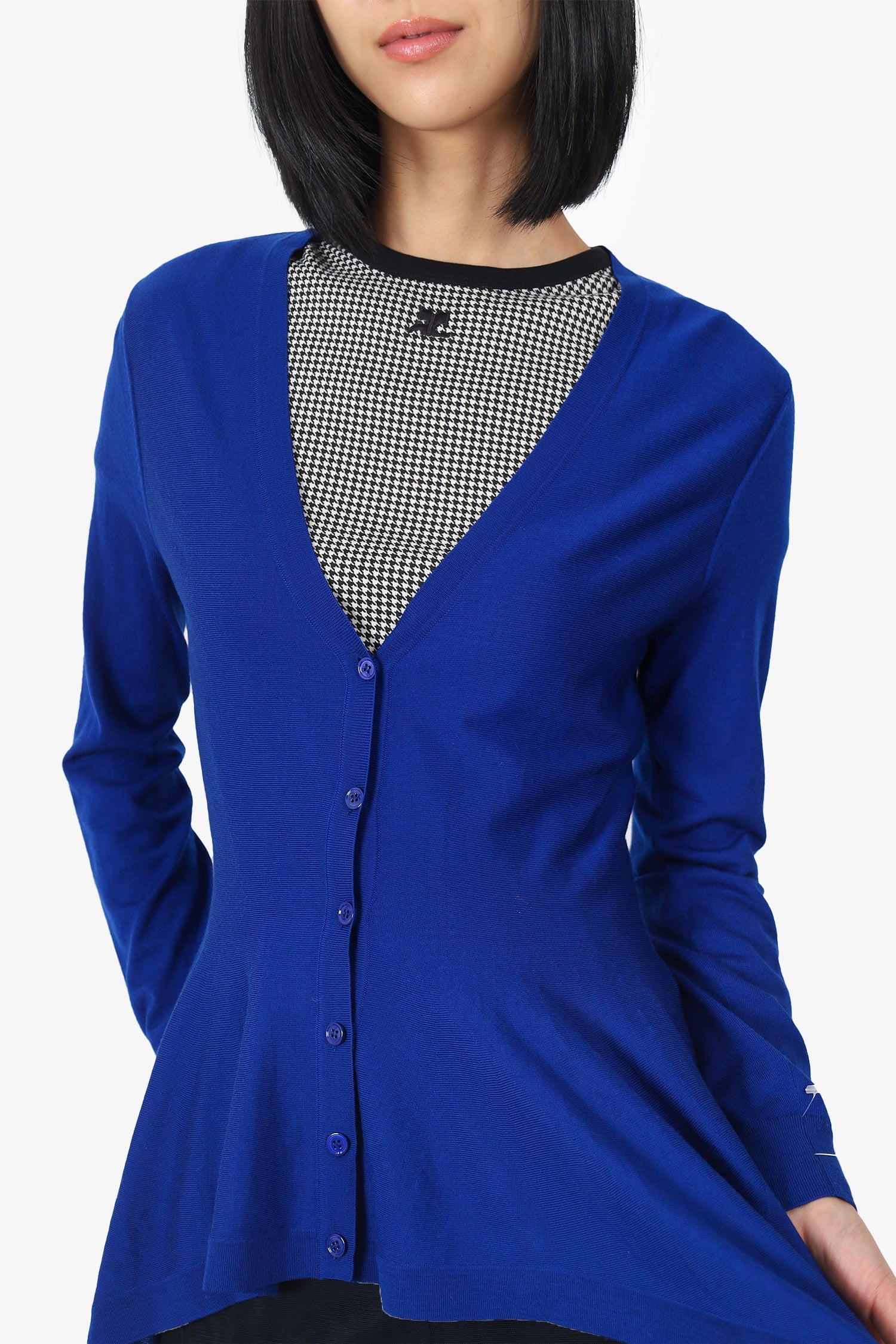 Alexander McQueen Blue Wool Flounce igan Size M