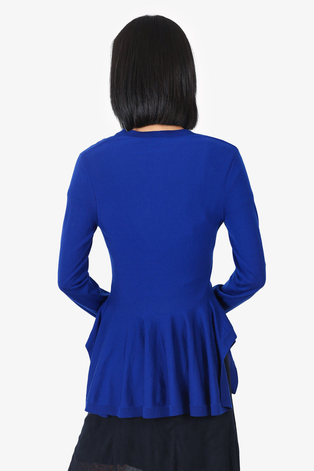 Alexander McQueen Blue Wool Flounce igan Size M