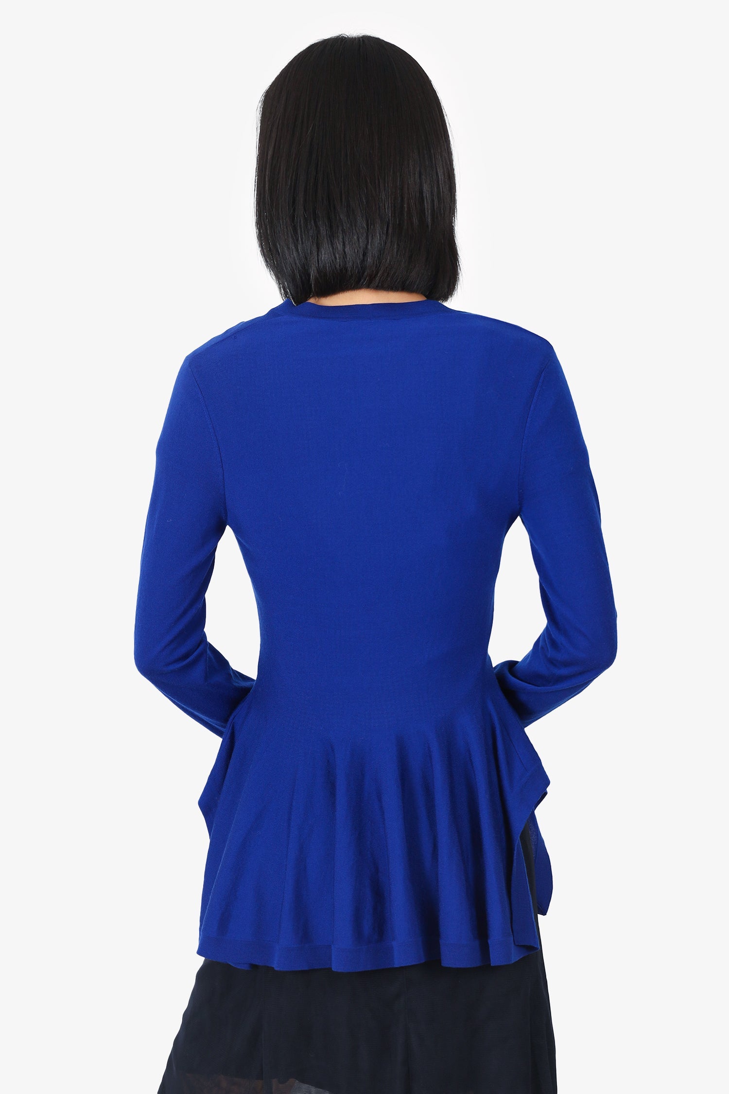 Alexander McQueen Blue Wool Flounce igan Size M