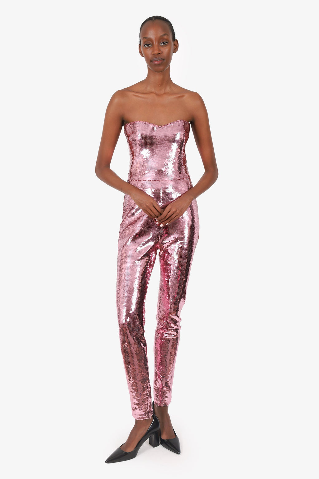 Tom Ford Pink Sequin Sleeveless Jumpsuit Size 42