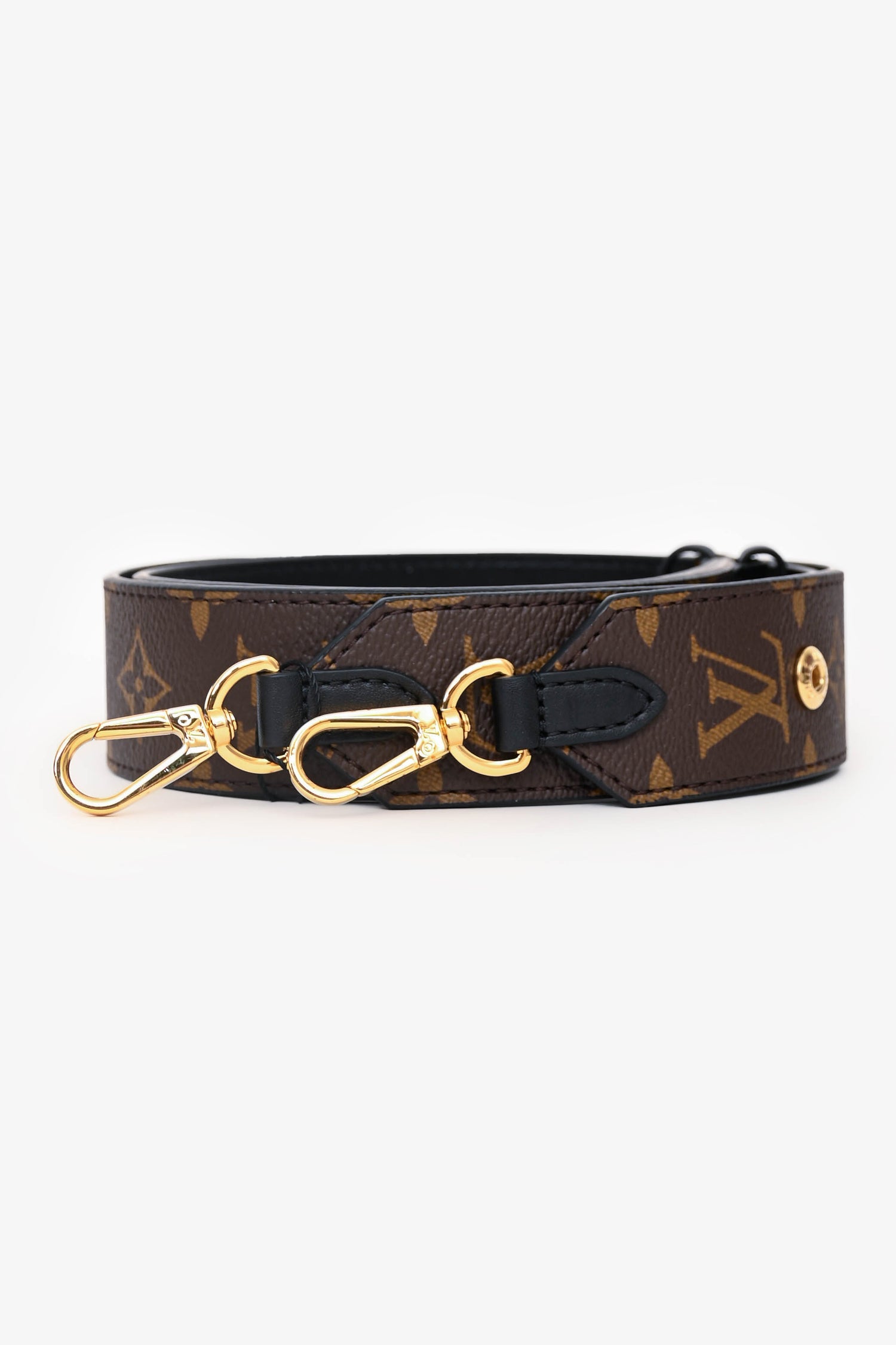 Louis Vuitton Black Leather Monogram Canvas Adjustable Bandoulière Strap