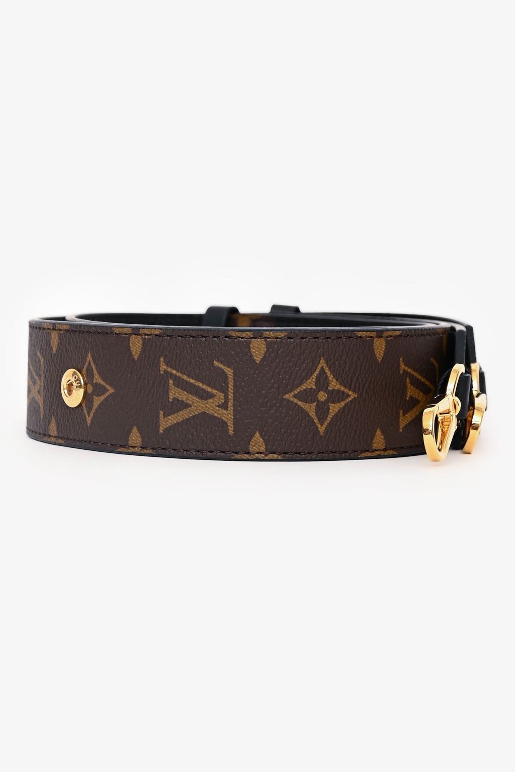 Louis Vuitton Black Leather Monogram Canvas Adjustable Bandoulière Strap