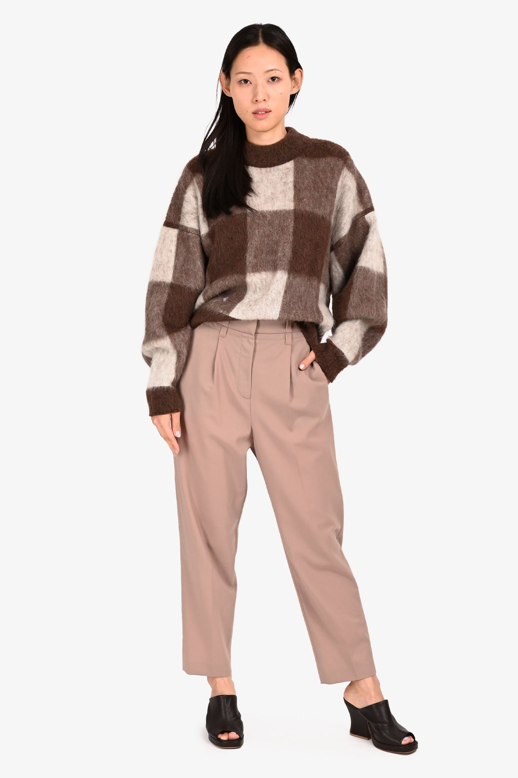 Judith & Charles Taupe Straight Leg Trousers Size 4