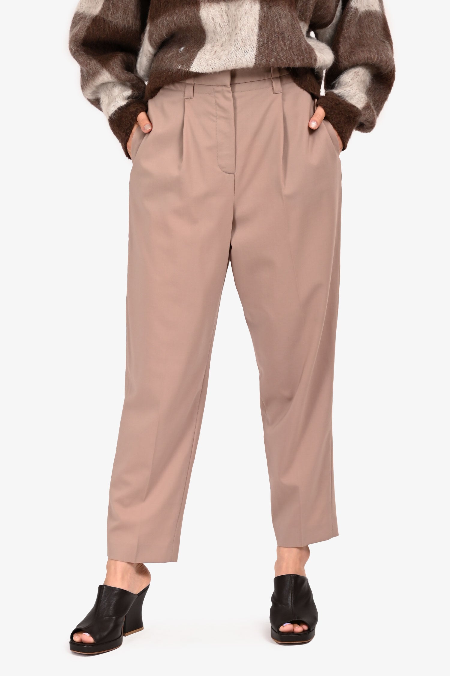 Judith & Charles Taupe Straight Leg Trousers Size 4
