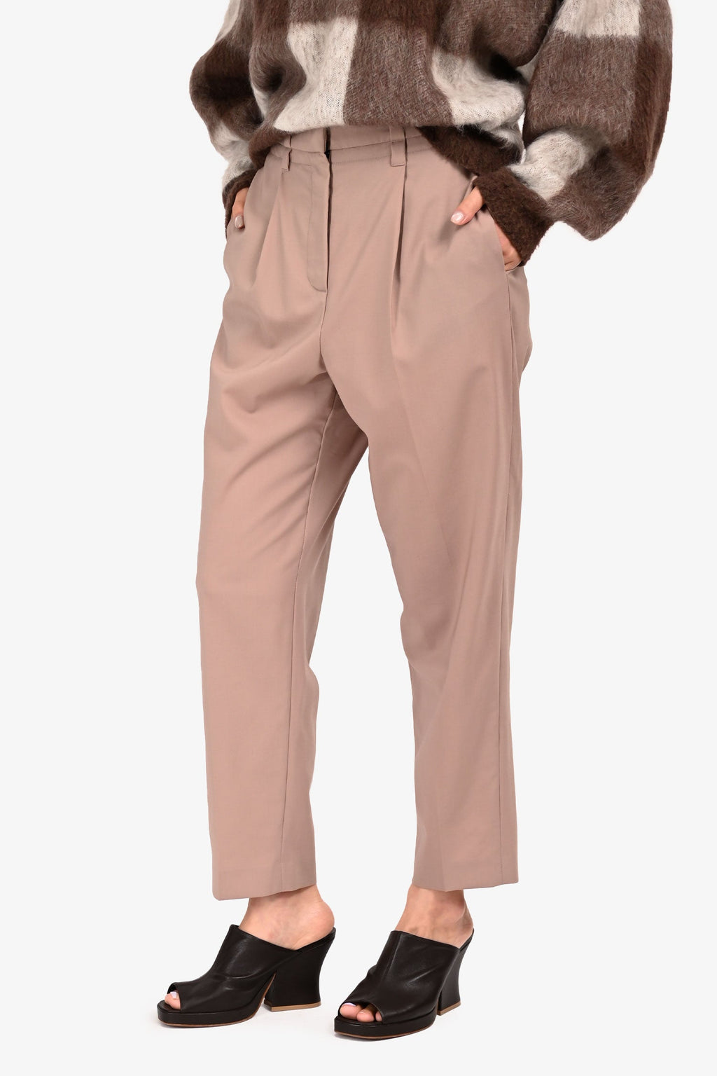 Judith & Charles Taupe Straight Leg Trousers Size 4