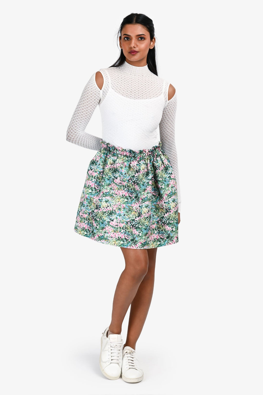 Red Valentino Green/Pink Floral Mini Skirt Size 38