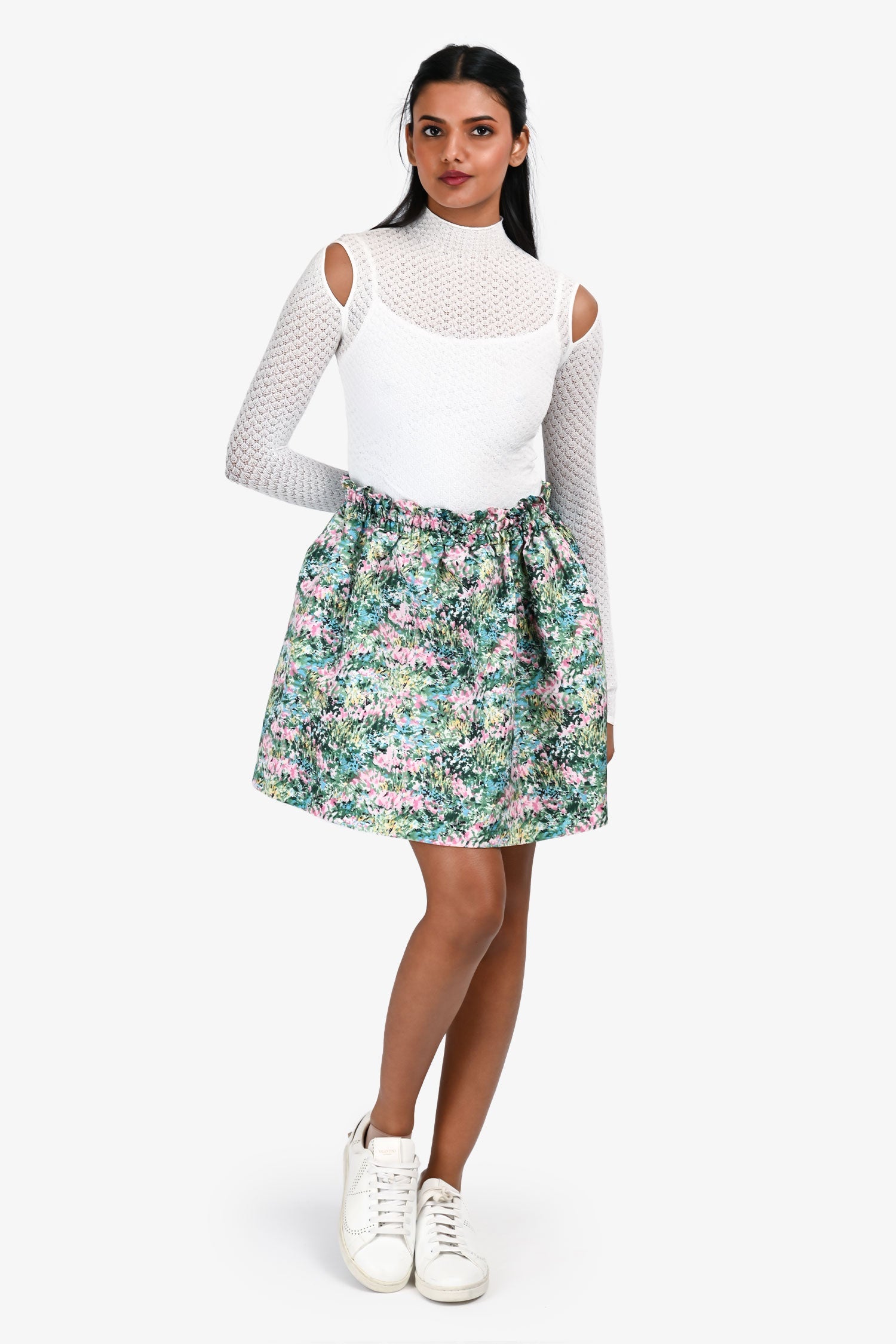 Red Valentino Green/Pink Floral Mini Skirt Size 38