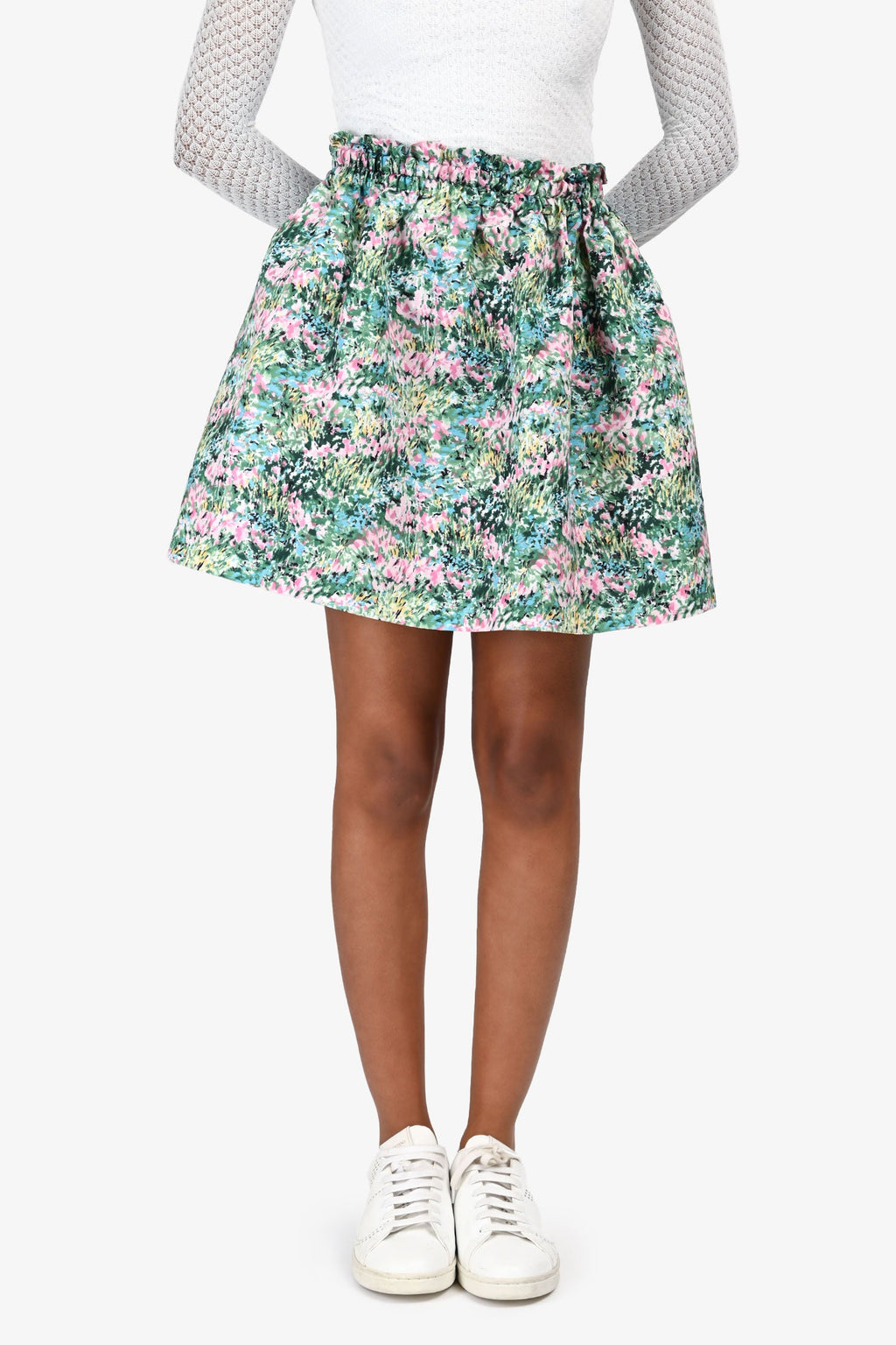 Red Valentino Green/Pink Floral Mini Skirt Size 38
