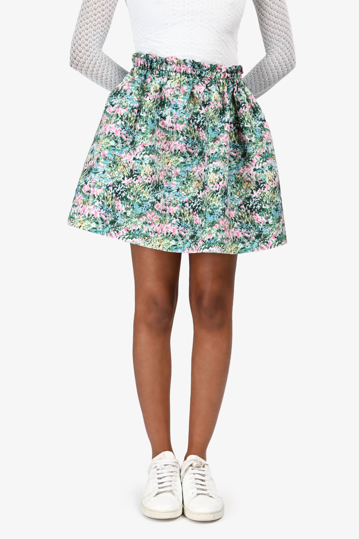 Red Valentino Green/Pink Floral Mini Skirt Size 38