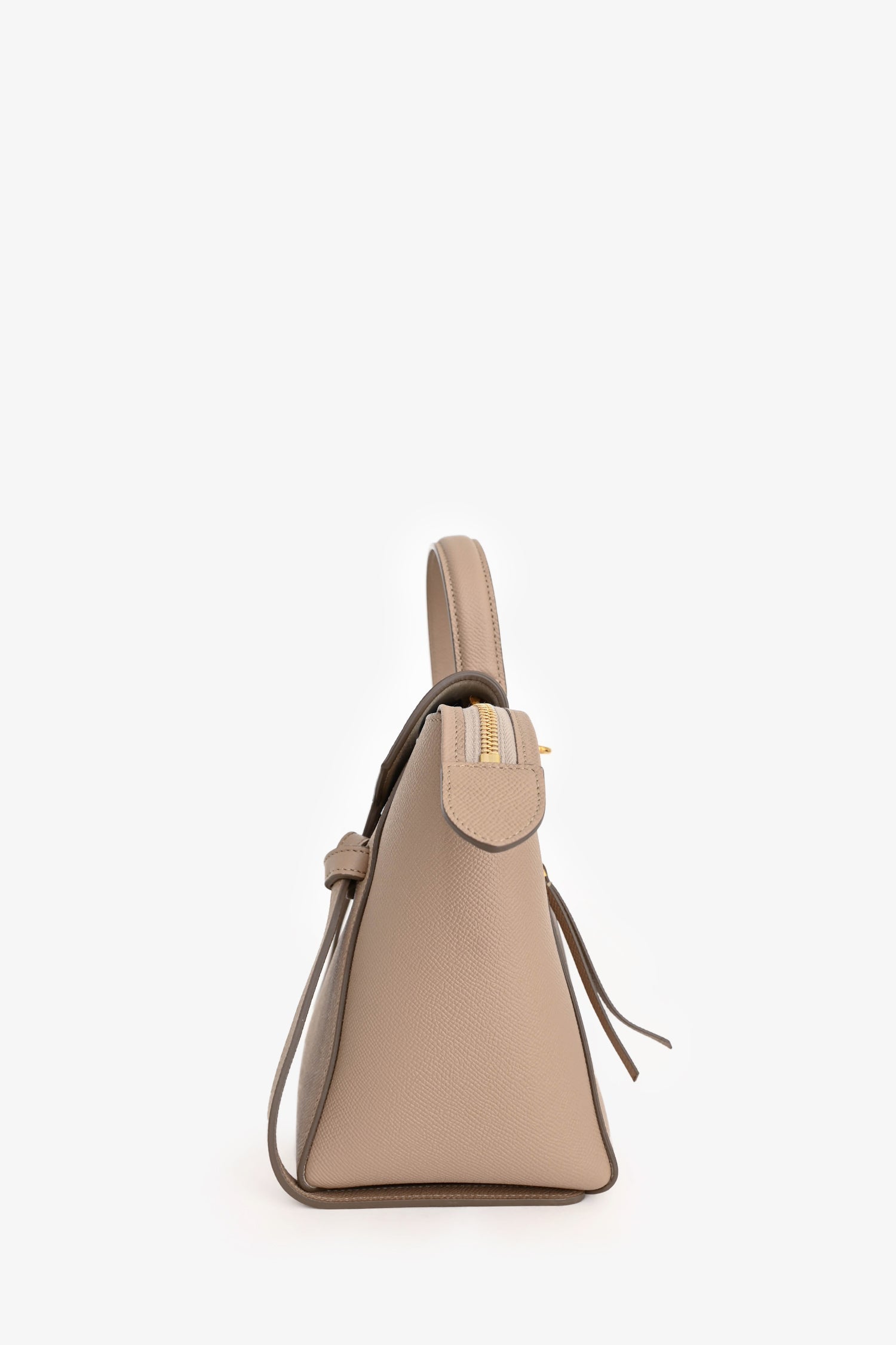 Celine Light Taupe Grained Calfskin Nano Belt Bag with Strap