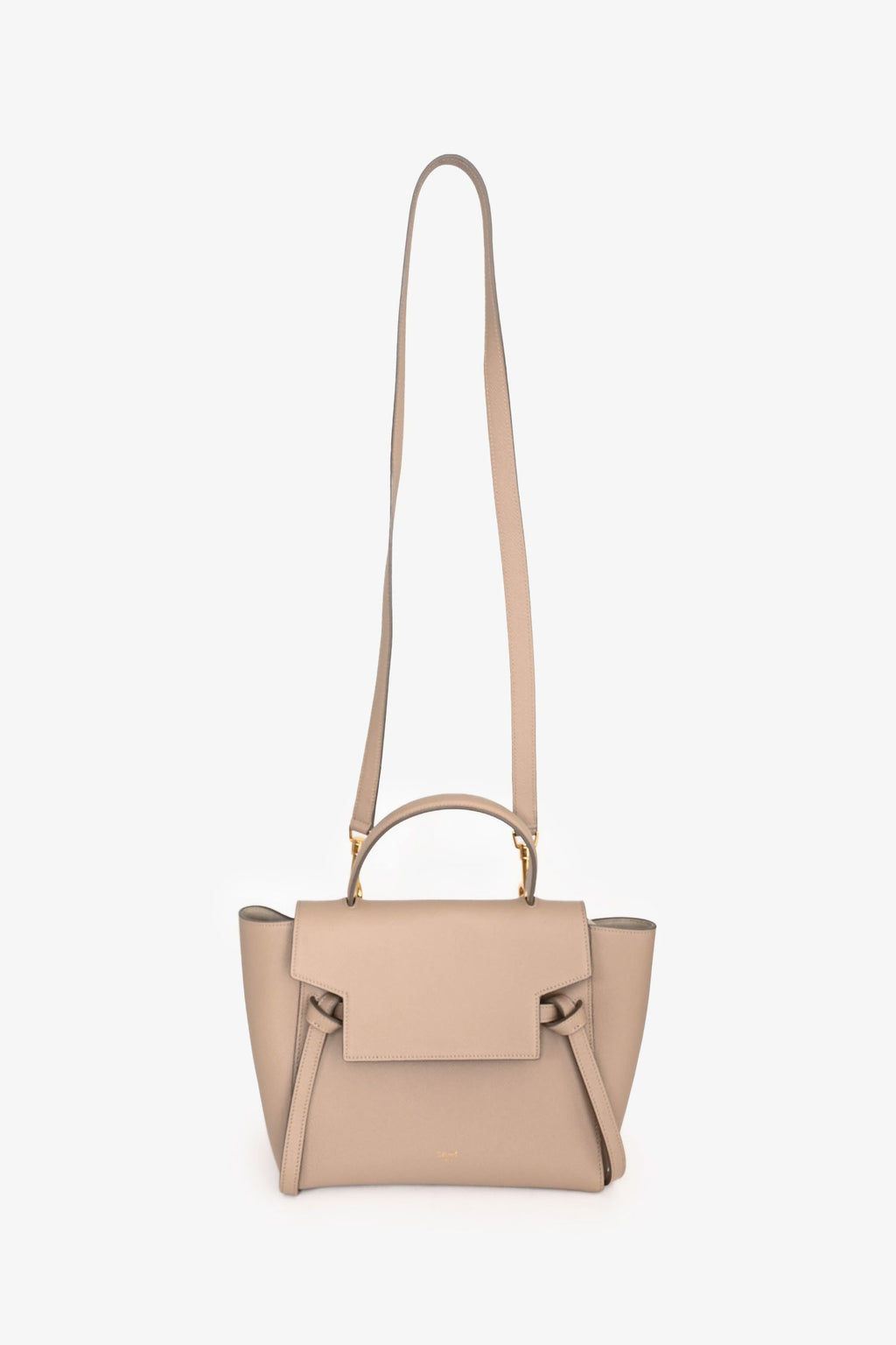 Celine Light Taupe Grained Calfskin Nano Belt Bag with Strap