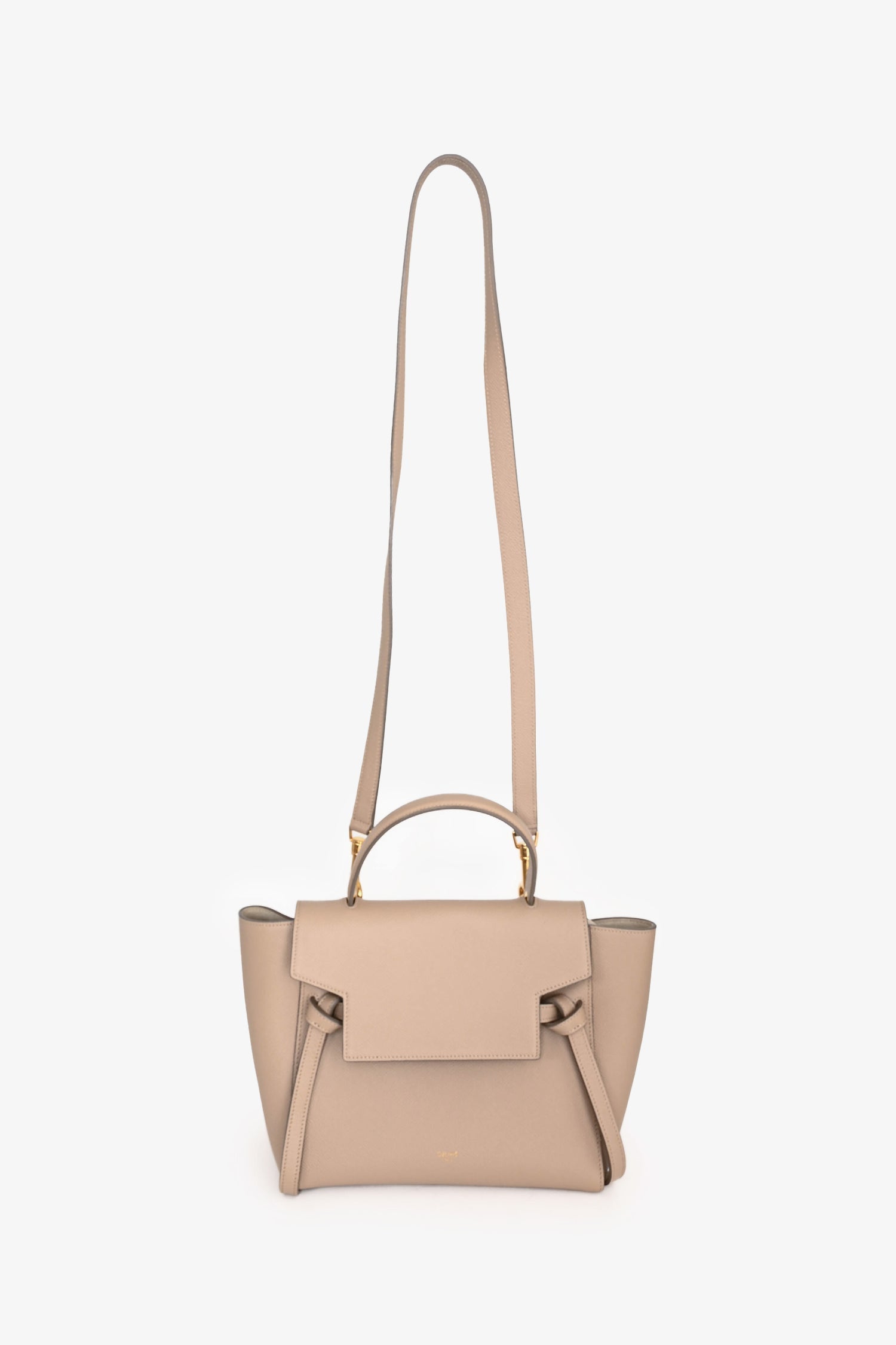 Celine Light Taupe Grained Calfskin Nano Belt Bag with Strap