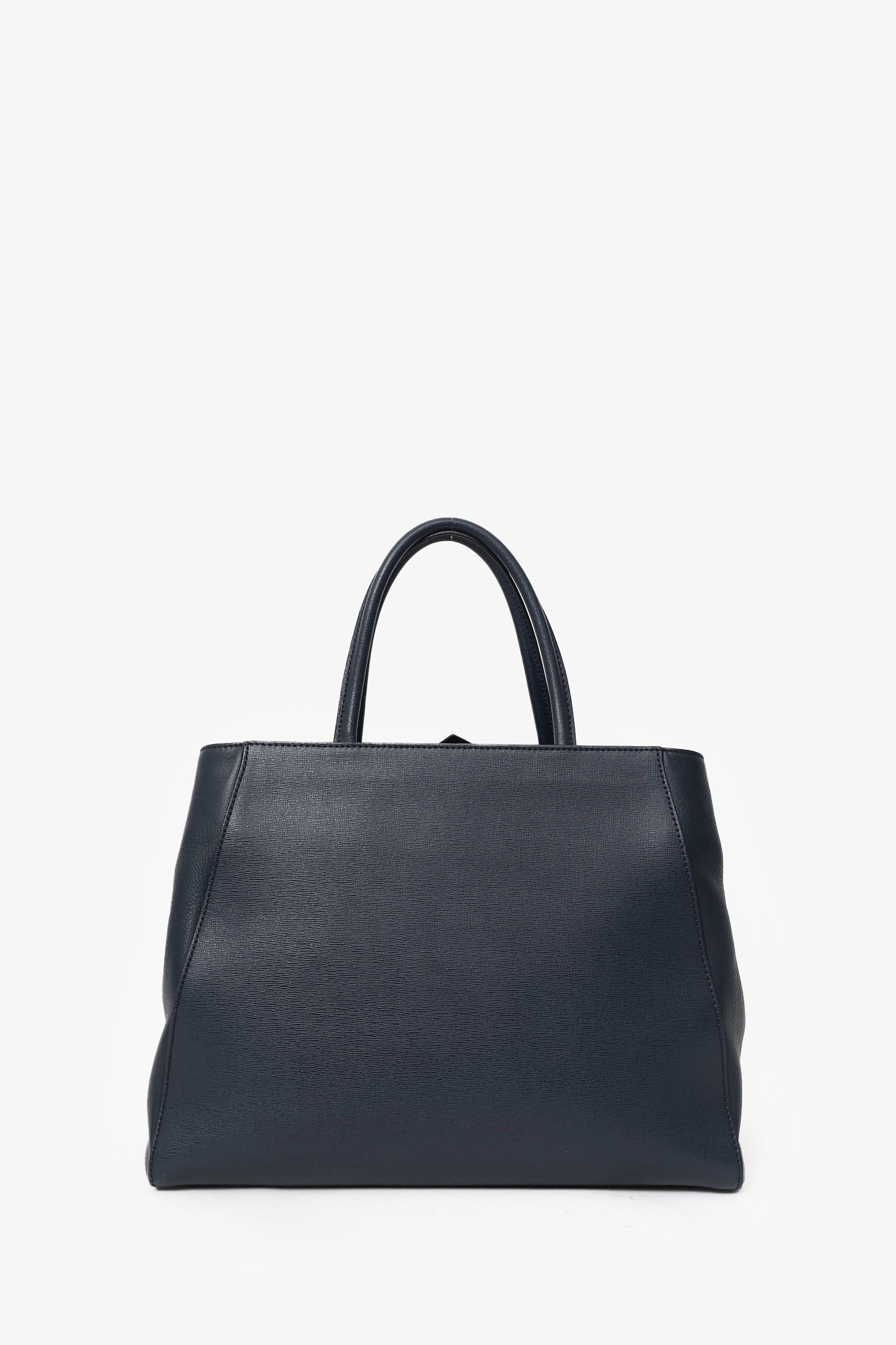 Fendi Navy Leather Medium  2Jours Tote With Strap