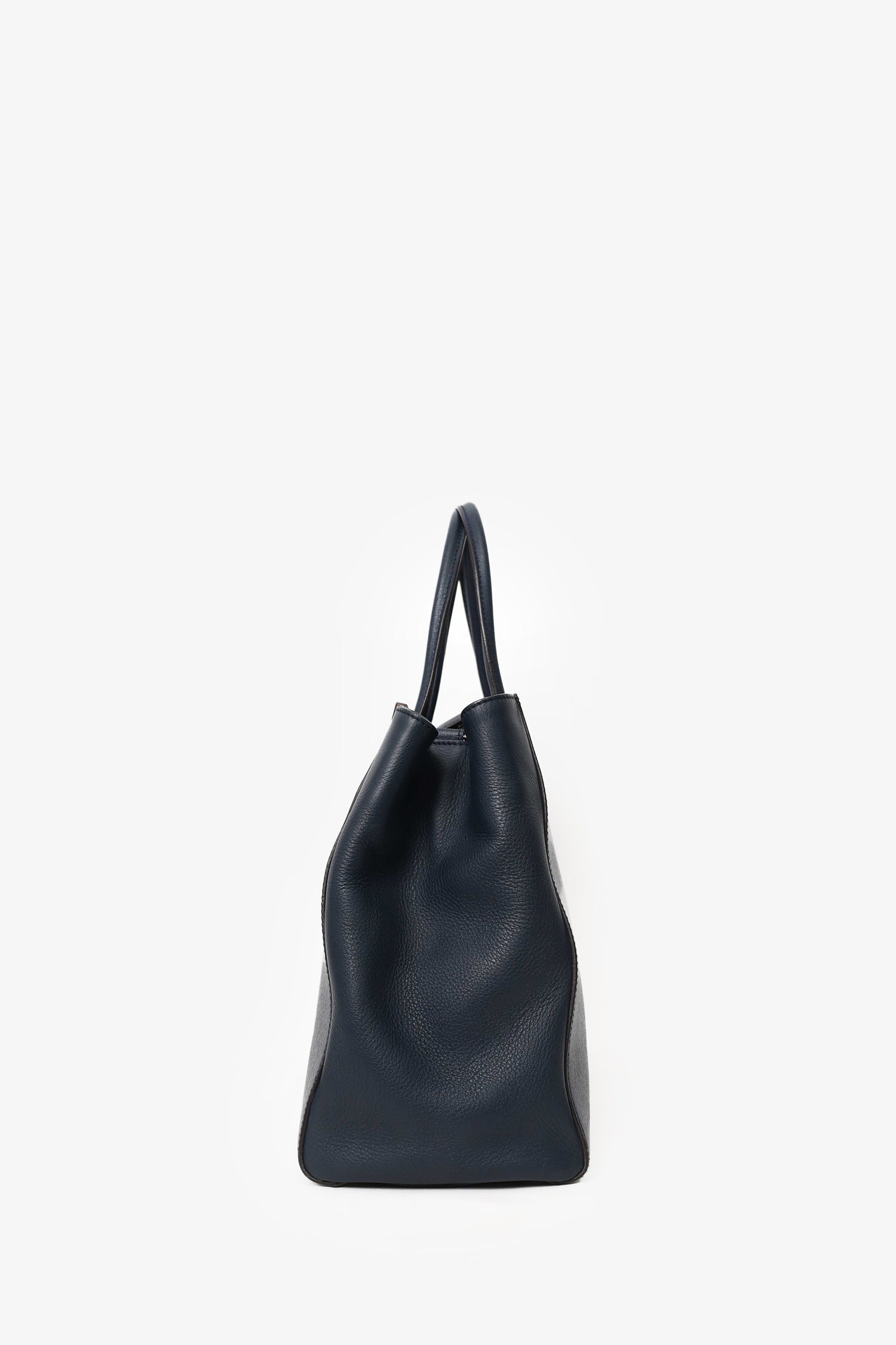 Fendi Navy Leather Medium  2Jours Tote With Strap