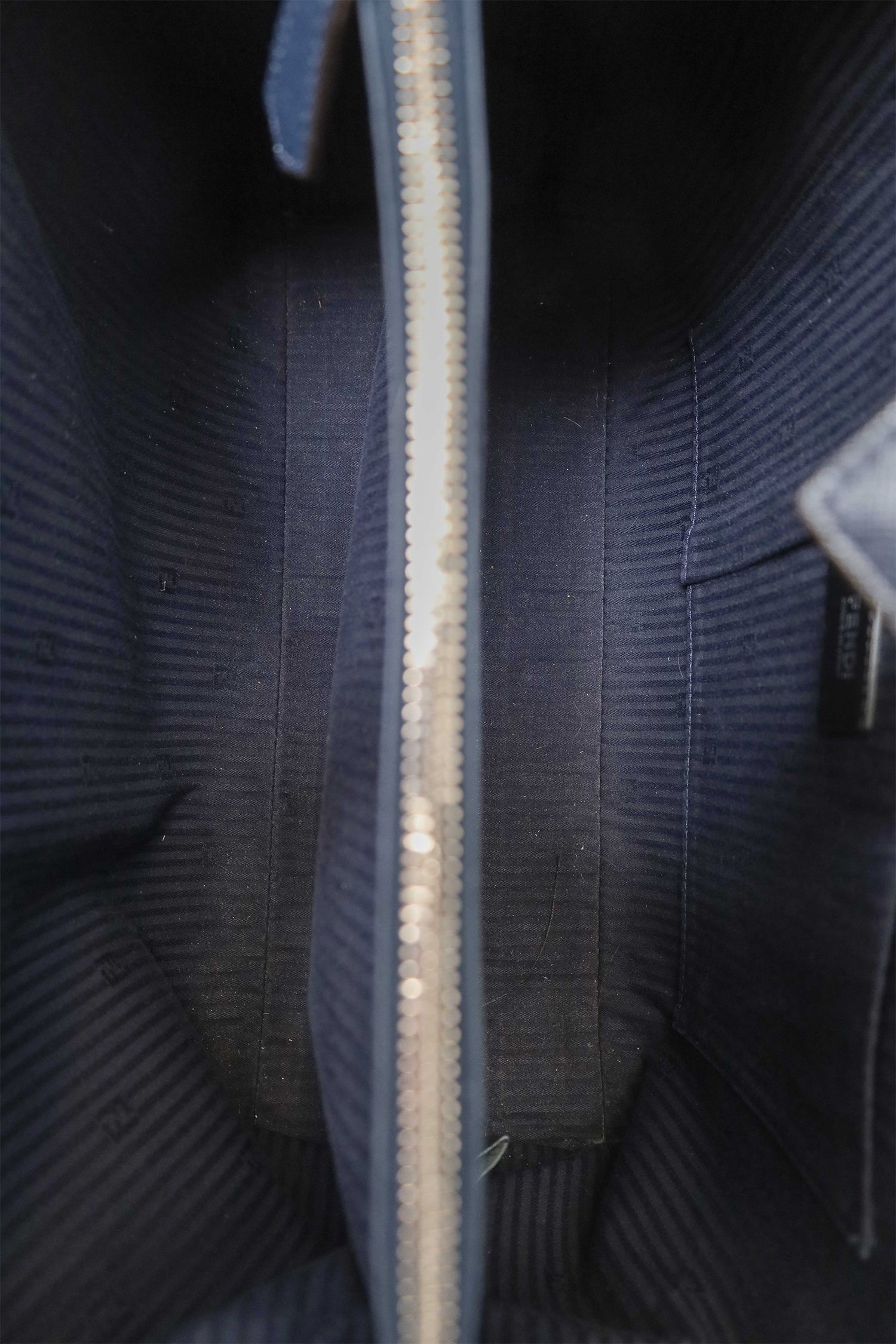 Fendi Navy Leather Medium  2Jours Tote With Strap