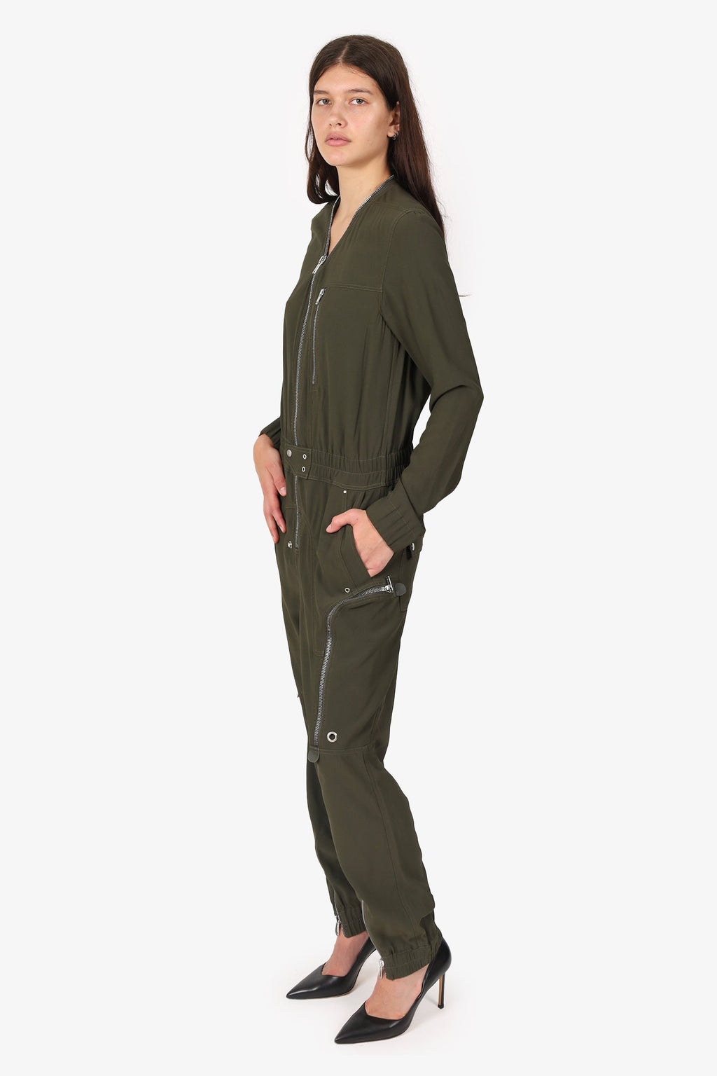 Rick Owens Green Bauhaus Larry Tapered Poplin Jumpsuit Size 8