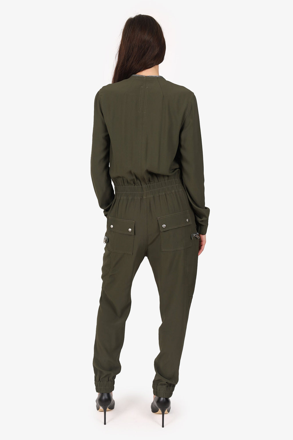 Rick Owens Green Bauhaus Larry Tapered Poplin Jumpsuit Size 8