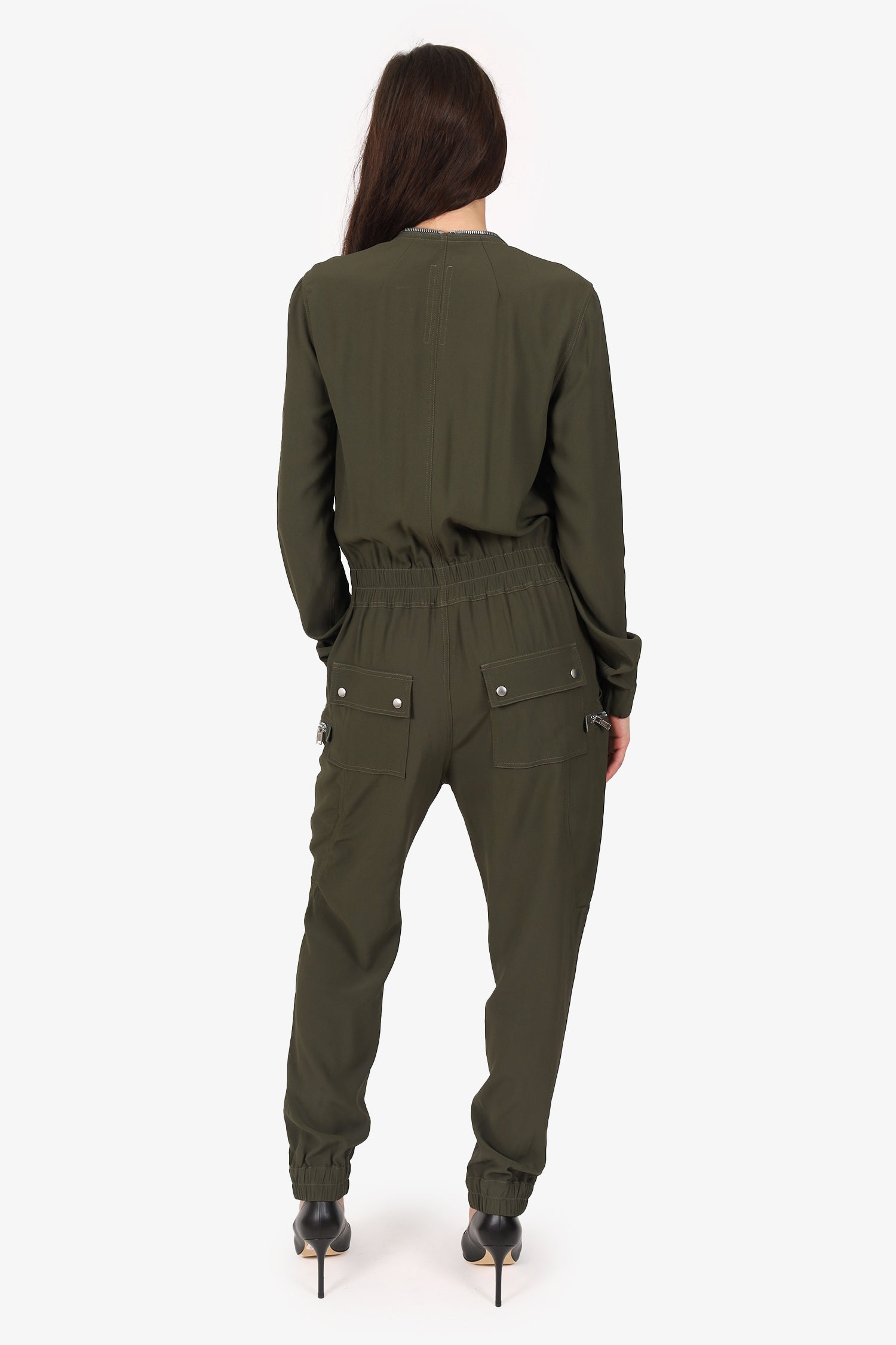 Rick Owens Green Bauhaus Larry Tapered Poplin Jumpsuit Size 8