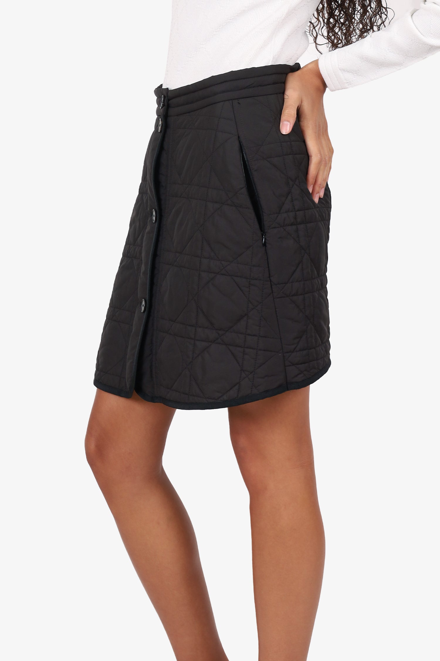 Christian Dior Grey Nylon Macrocannage Mini Skirt Size 8