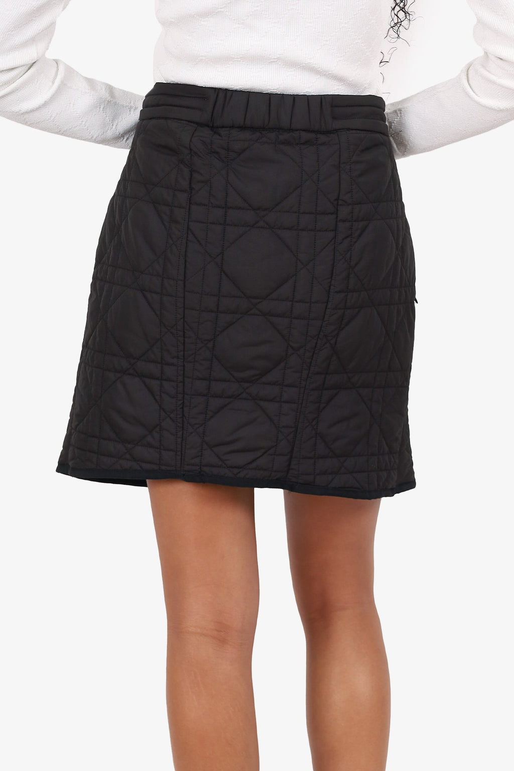Christian Dior Grey Nylon Macrocannage Mini Skirt Size 8
