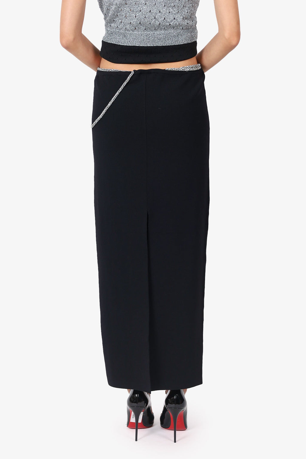 Christopher Esber Black Crystal Lattice Skirt Size M