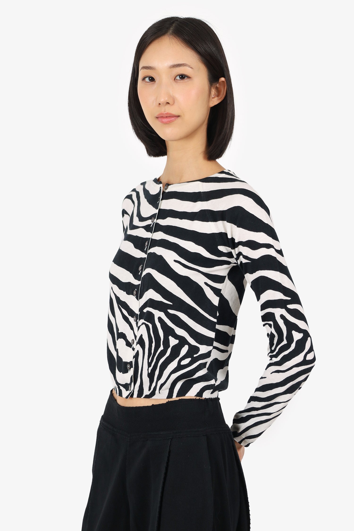 Dolce & Gabbana Black/White Zebra Print igan Size 40