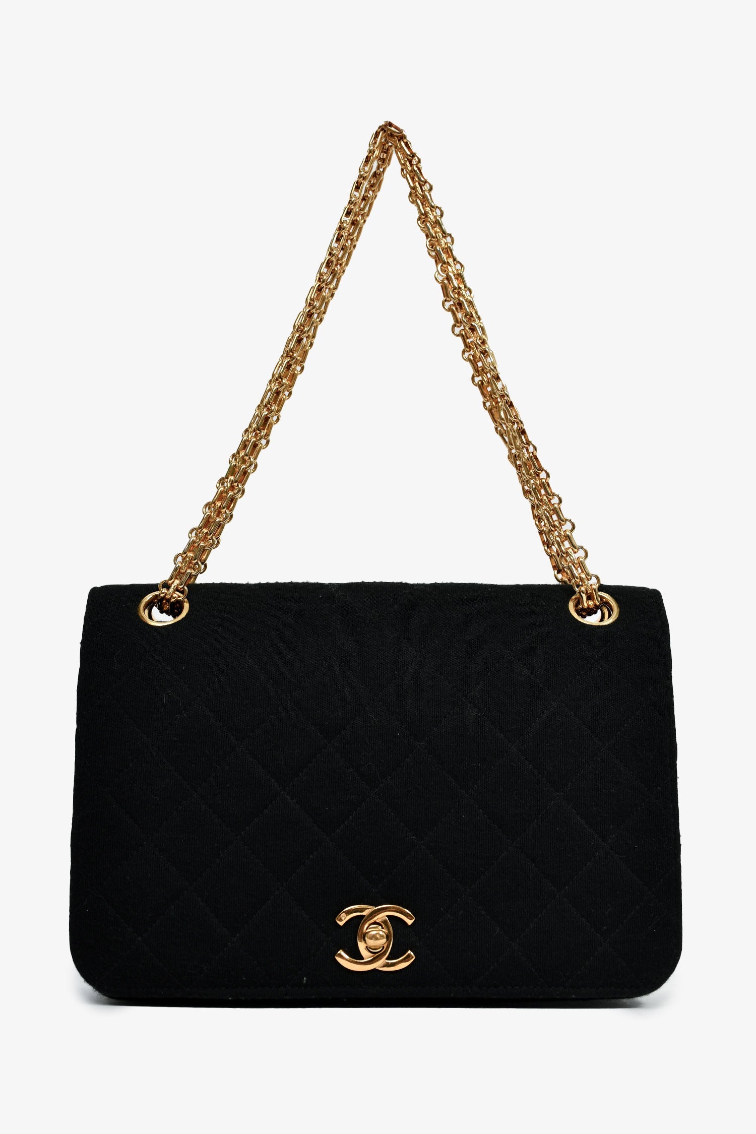 Pre-Loved Chanel™ Vintage Black Quilted Fabric Chain Flap Shoulder Bag