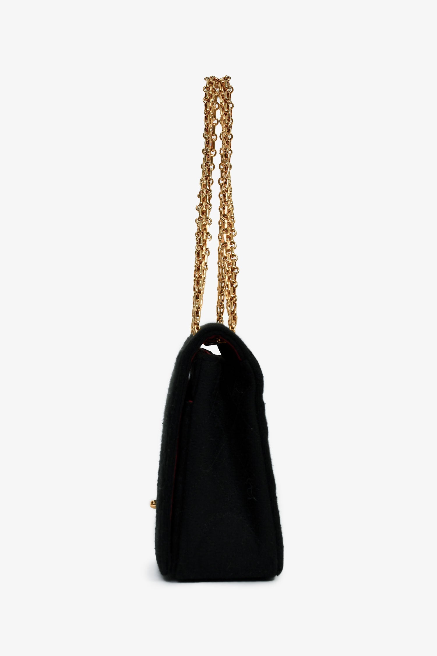 Pre-Loved Chanel™ Vintage Black Quilted Fabric Chain Flap Shoulder Bag